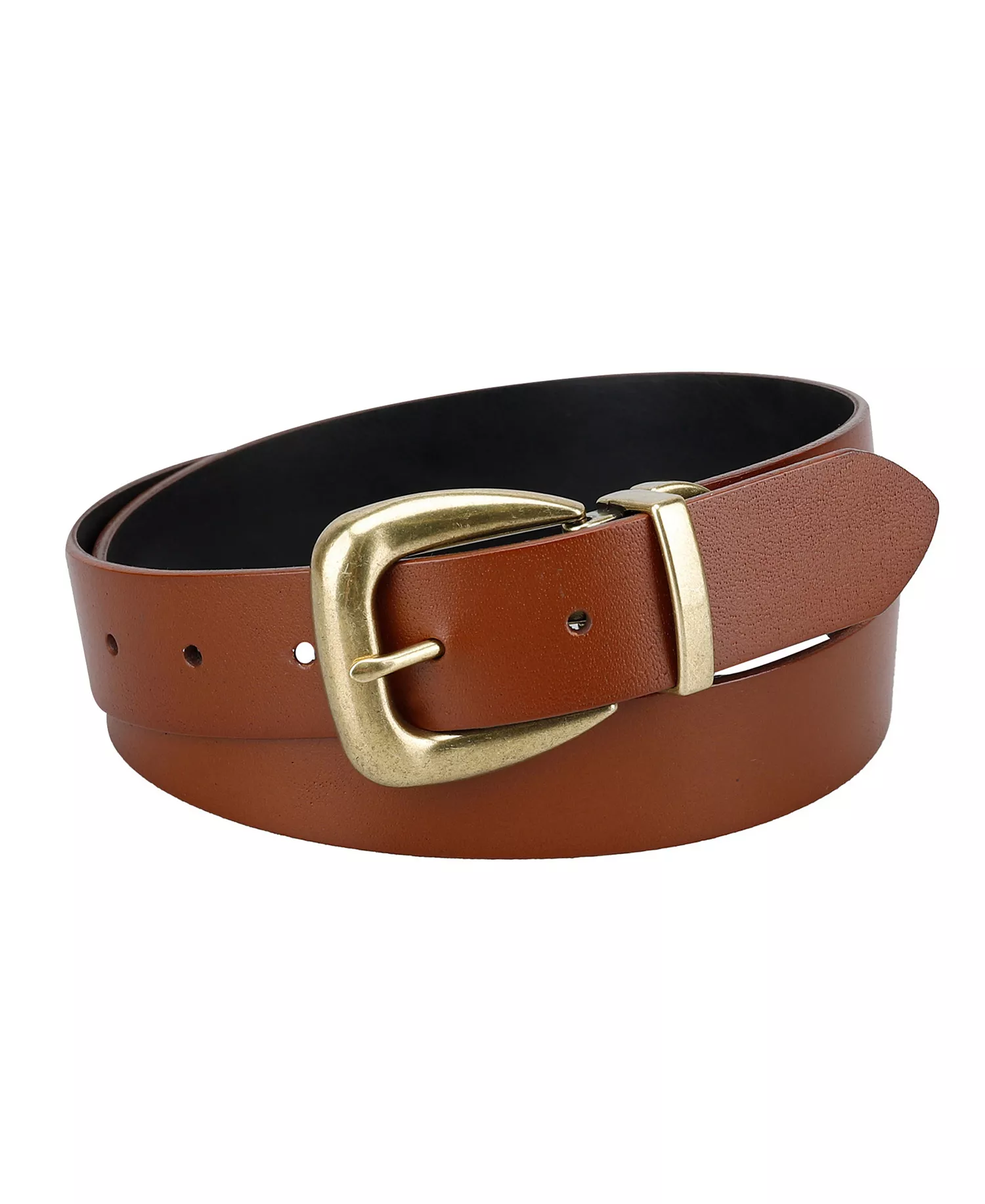 Women's Reversible Western-Style Buckle Leather Belt - Tan/black - L