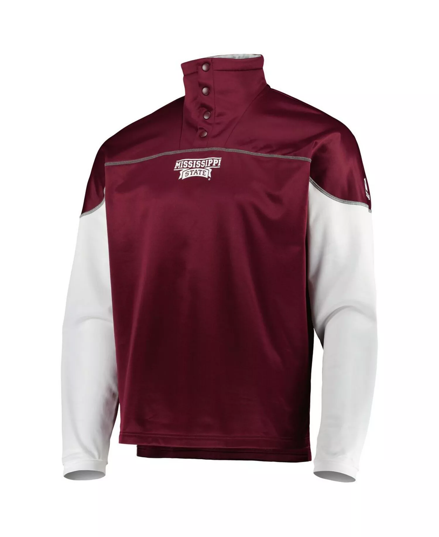 Men's Maroon Mississippi State Bulldogs AEROREADY Knit Quarter-Snap Jacket - Maroon - 2XL