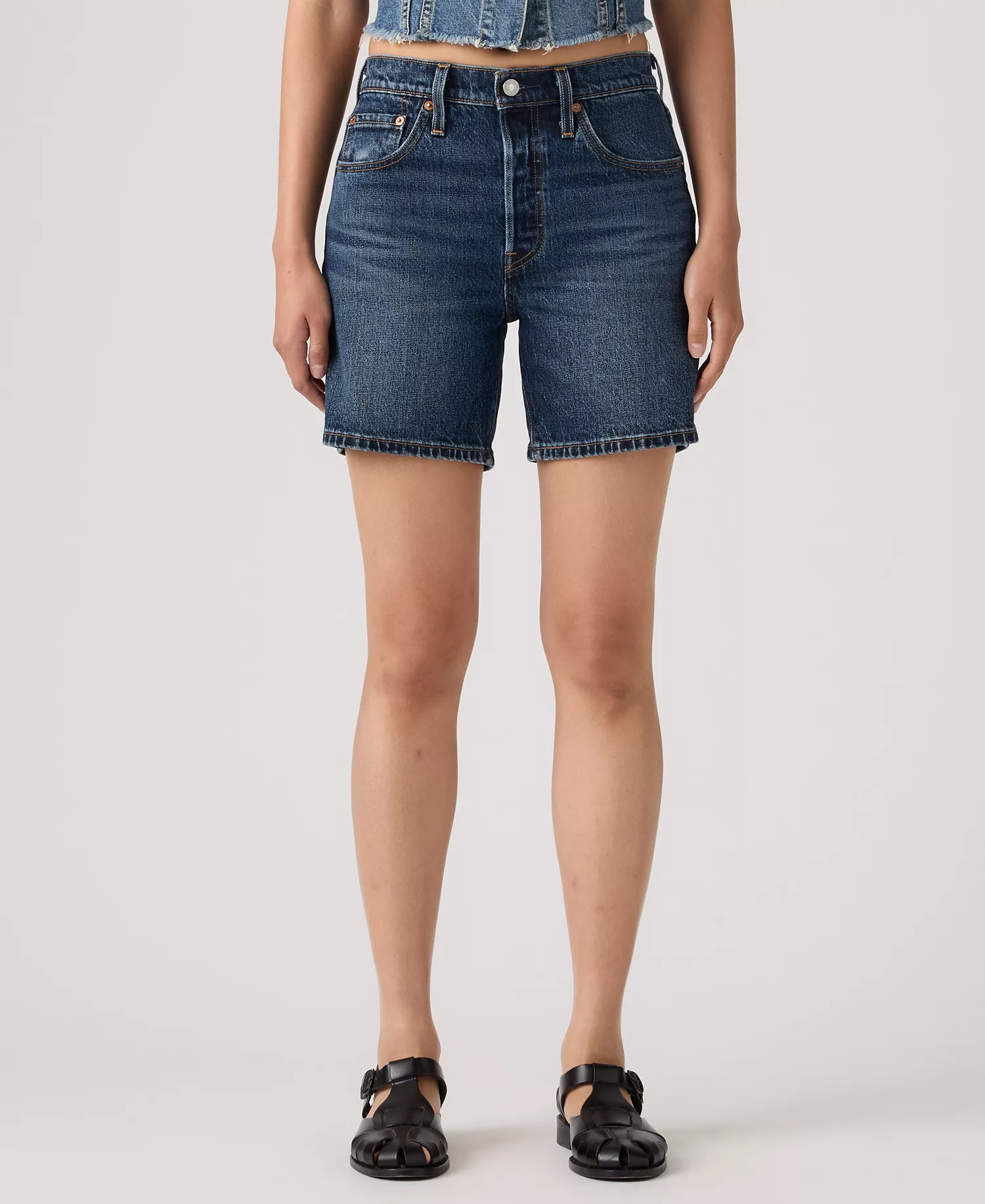 501® Mid-Thigh High Rise Straight Fit Denim Shorts - Believe Not Short - 24