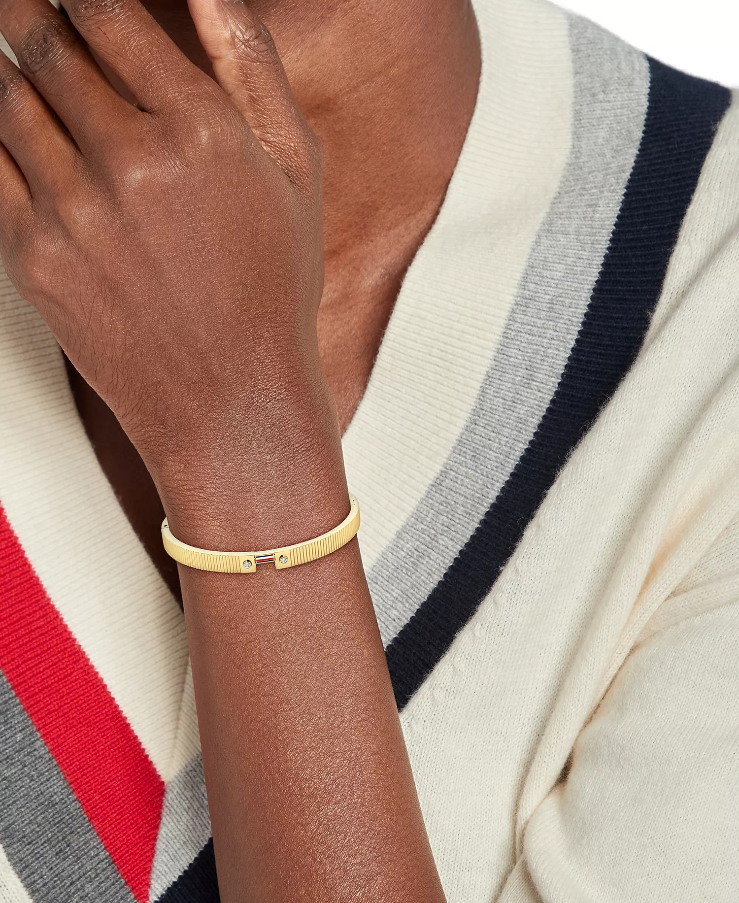 Women's Stripes Gold-Plated Stainless Steel Bracelet - Gold - ONE SIZE