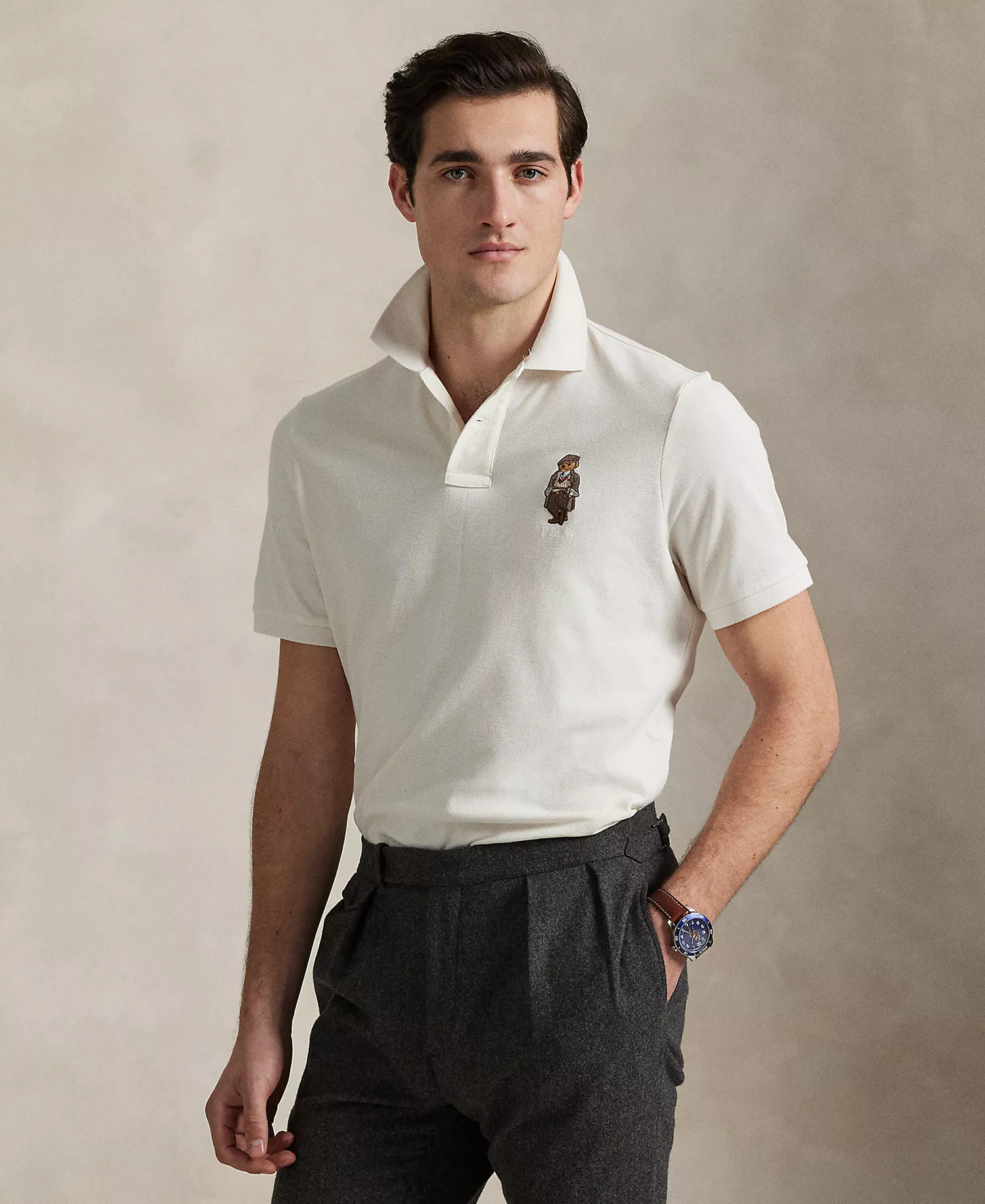 Men's Classic-Fit Polo Bear Mesh Polo Shirt - Deckwash White Hrtg Bear - 2XL