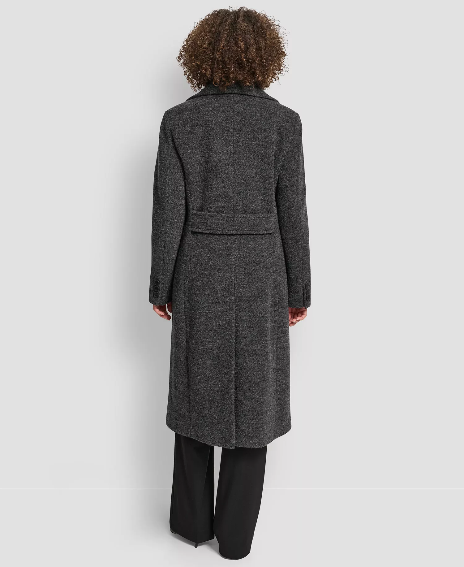 Women's Maxi Boucle Notch Collar Coat - Charcoal - S
