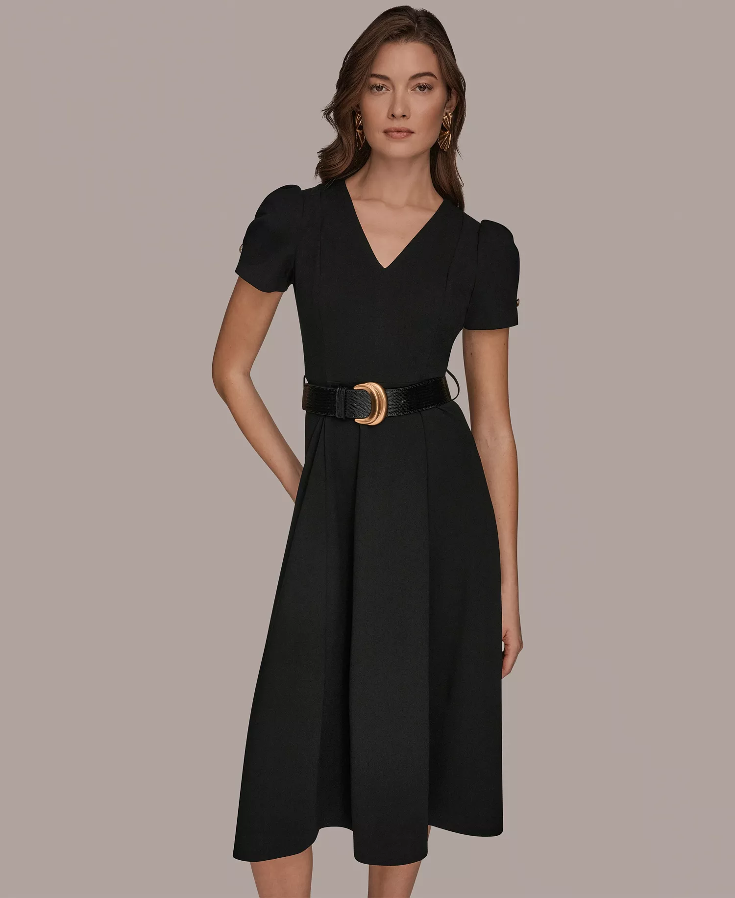 Women's A-Line Midi Dress - Black - 10