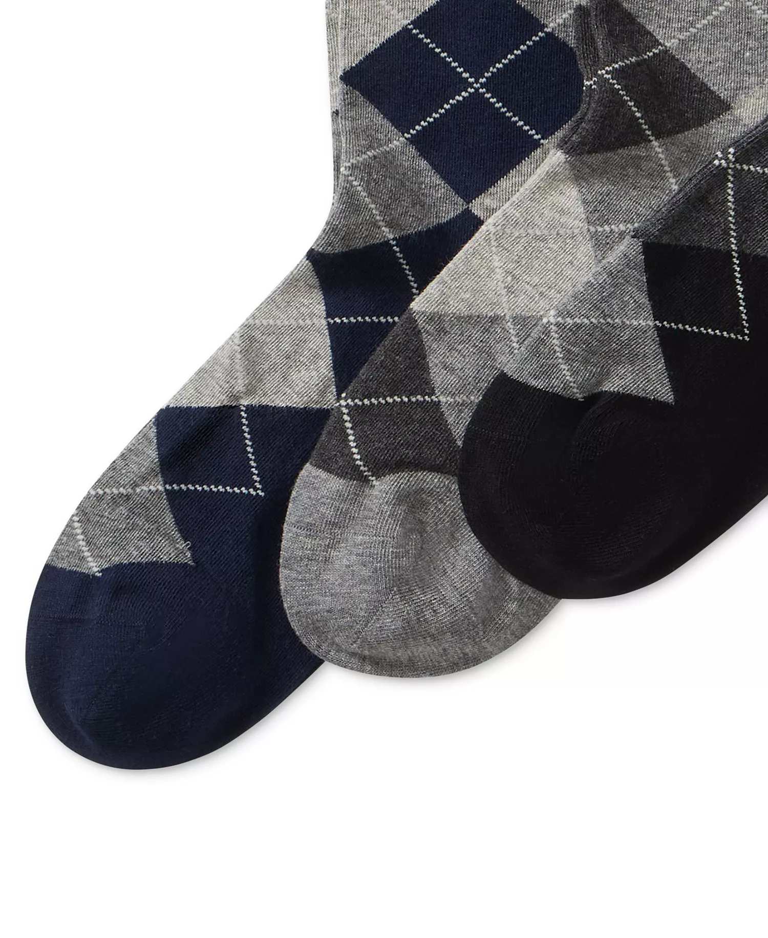 Men's Socks, Extended Size Argyle Dress Men's Socks 3-Pack  - Black/grey - 13-16