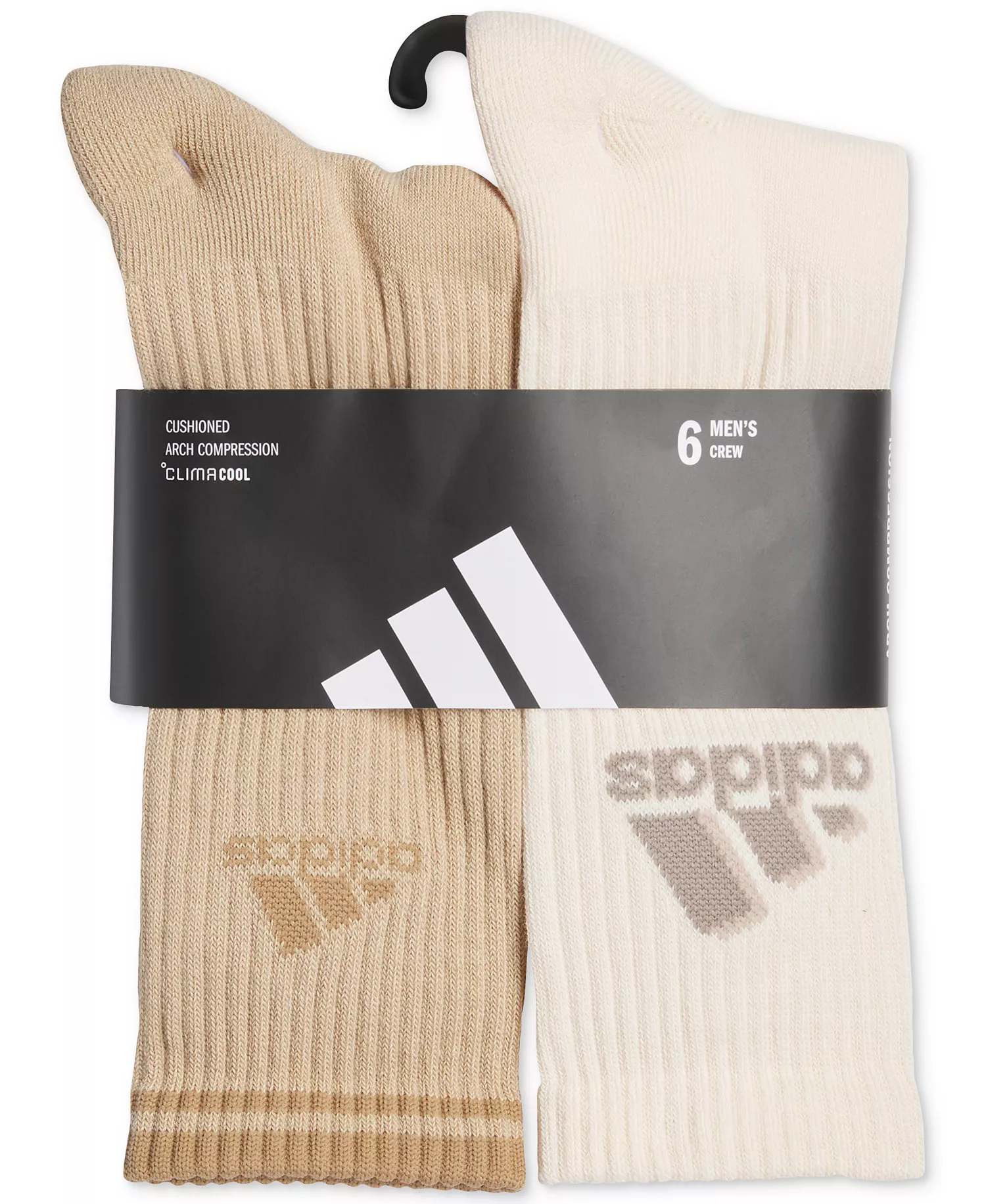 Men's Athletic Cushioned 2.0 6-Pk. Crew Socks - Warm Sandstone Beige/wonder White/wonder Alumina Grey - ONE SIZE