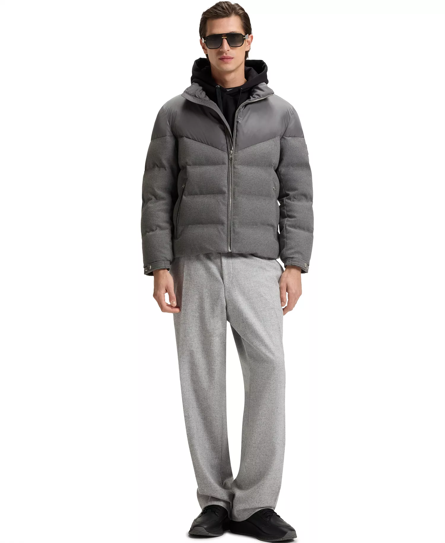 Men's Waterproof Brushed Flannel Jacket - Open Gray - 36R