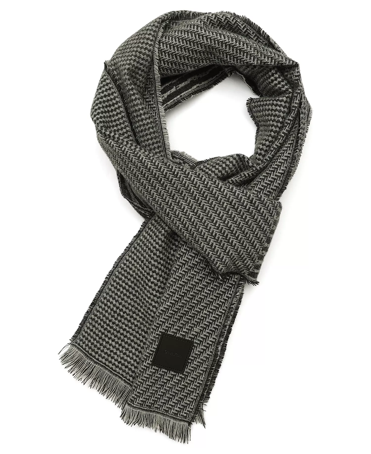Mixed Pattern Yarn Dye Scarf - Black - OS
