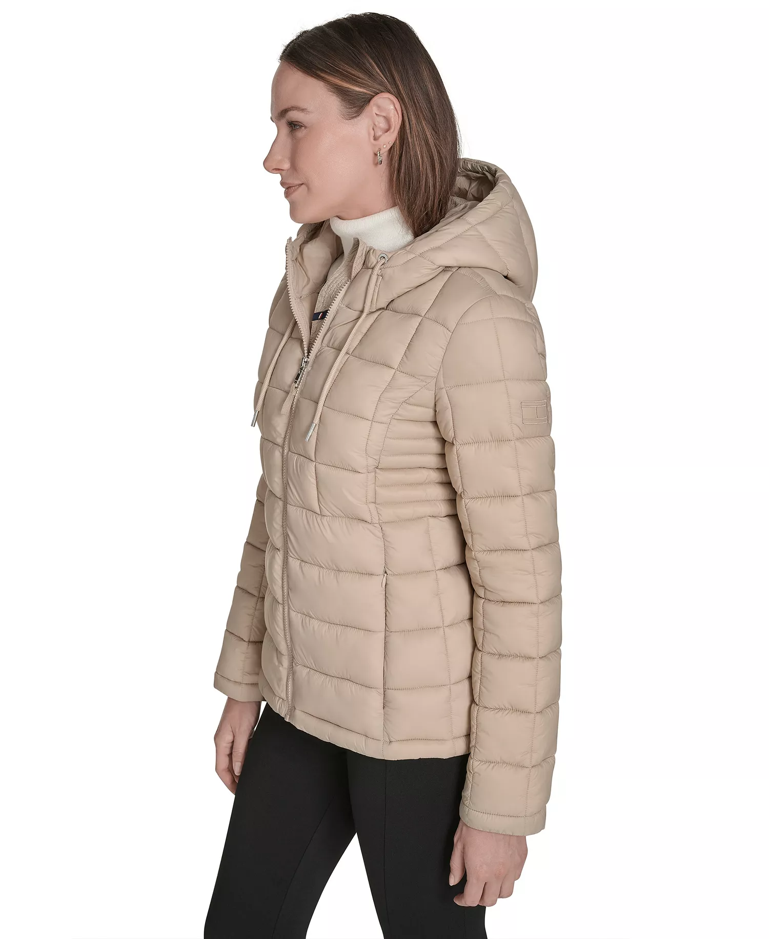 Women's Packable Hooded Puffer Jacket - Chino - L