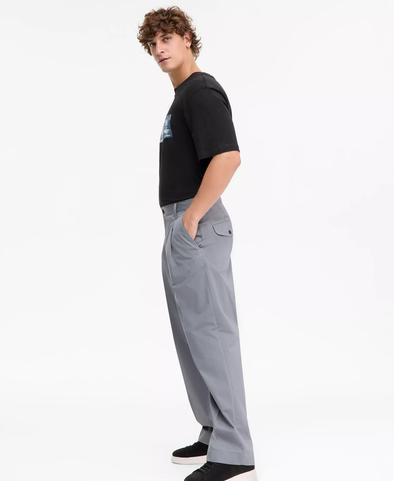 Roy Regular Fit Pleated Trousers - medium gray - 2XL