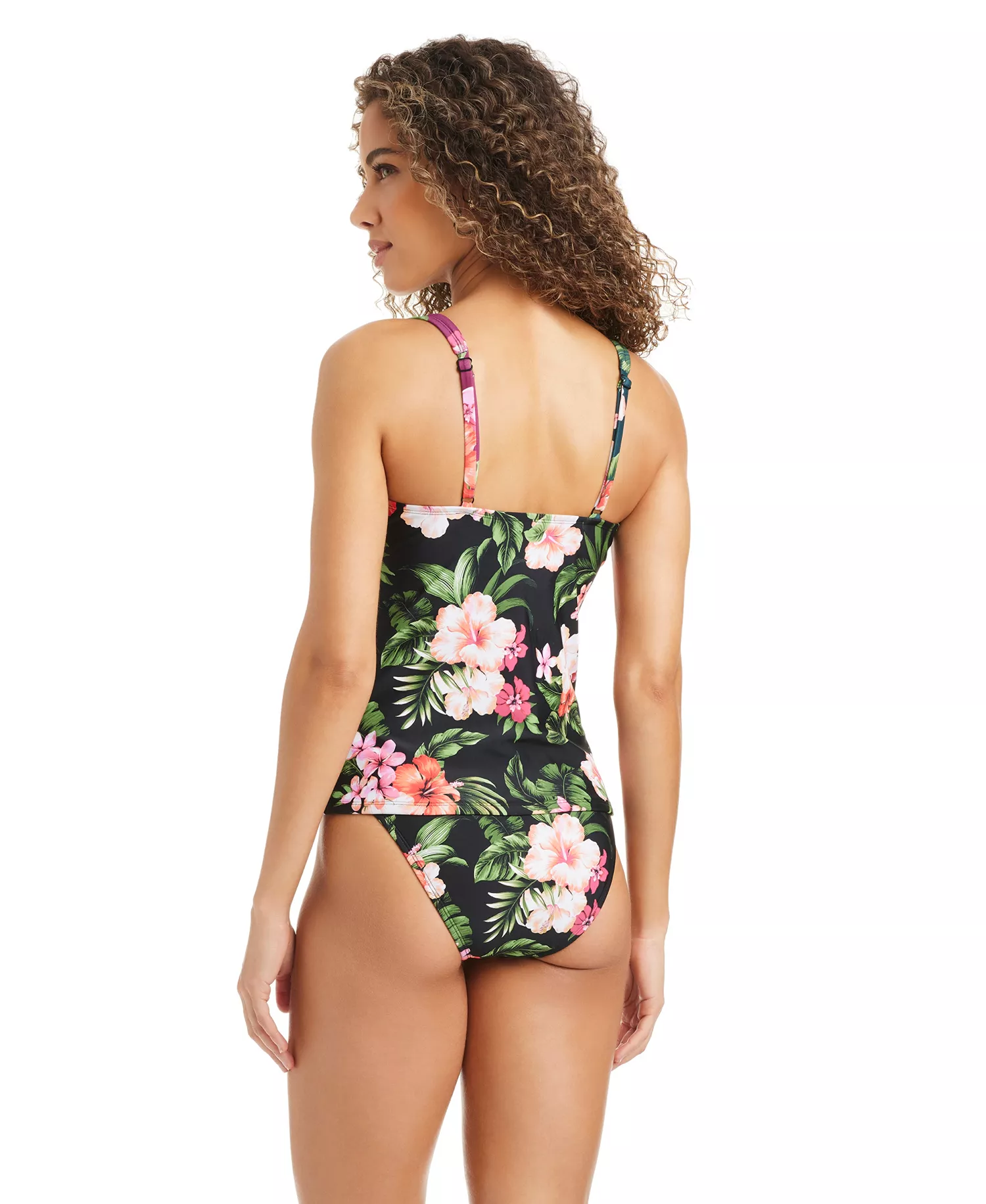 Women's Tropical Heat Twist Shirred Tankini Swim Top, Macy's Exclusive - Multi - L