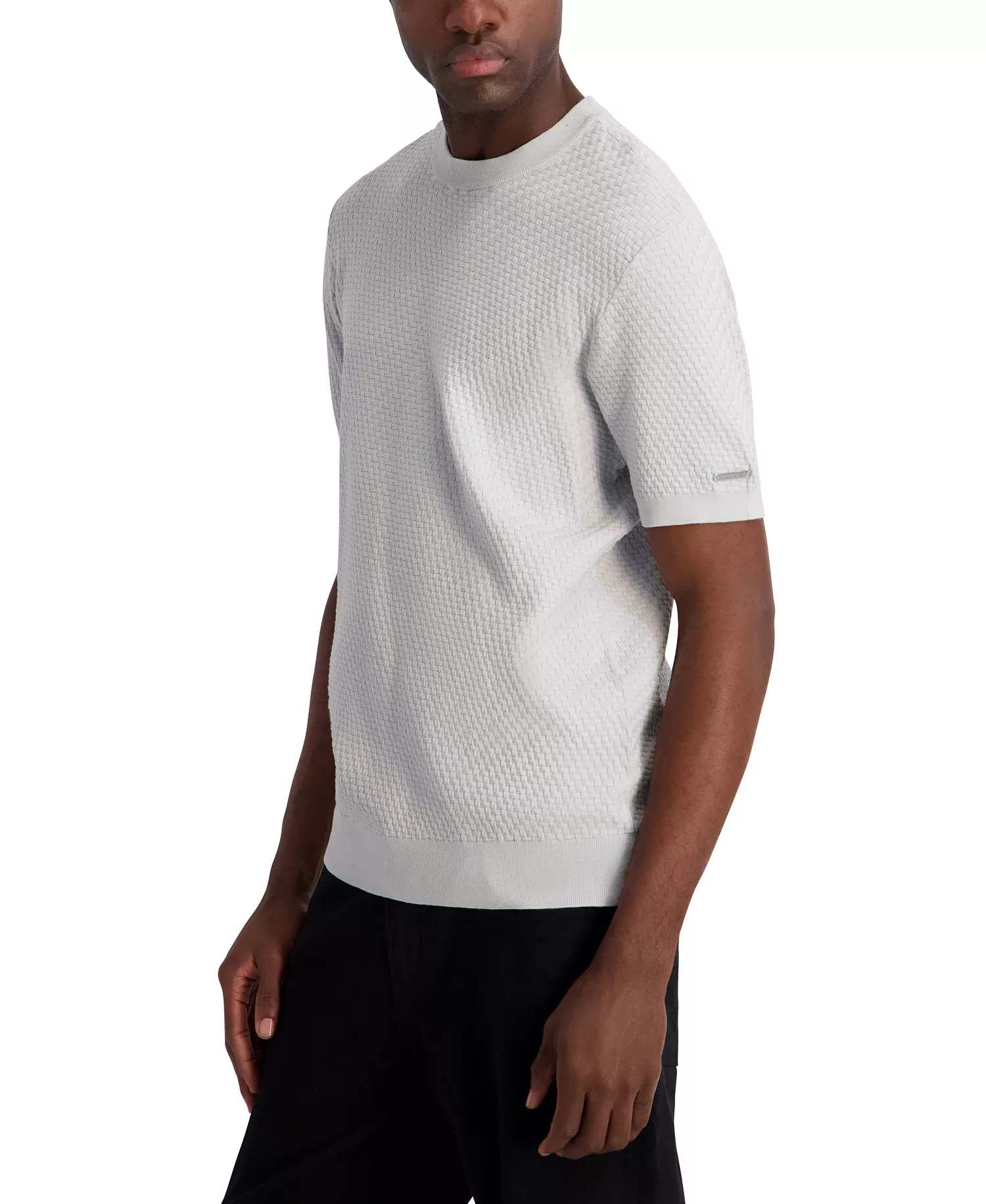 TEXTURED S/S FITTED CREWNECK - LT GREY - 2XL