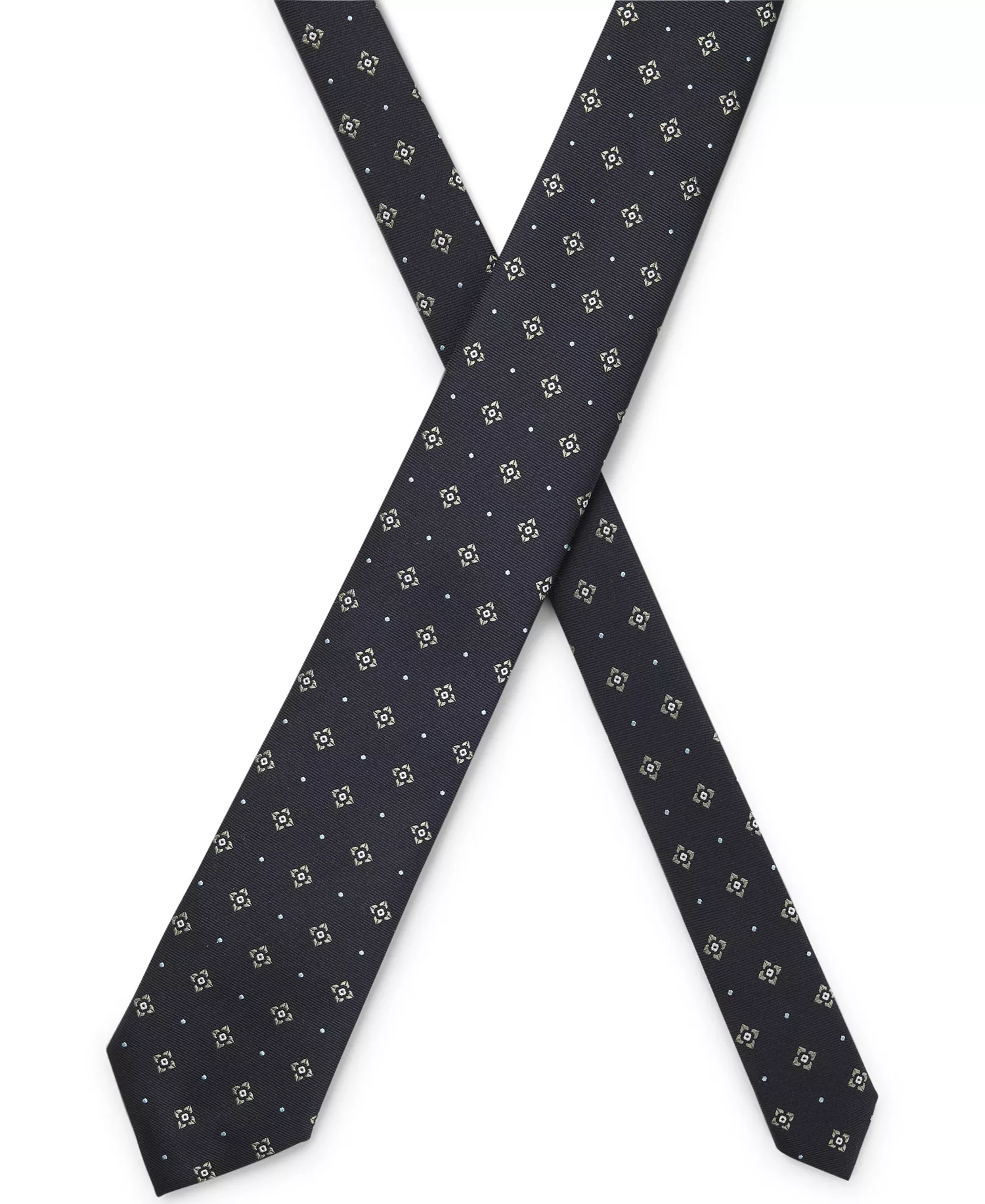 Men's Silk-Blend Diagonal Stripe Tie - Dark Blue - ONE SIZE