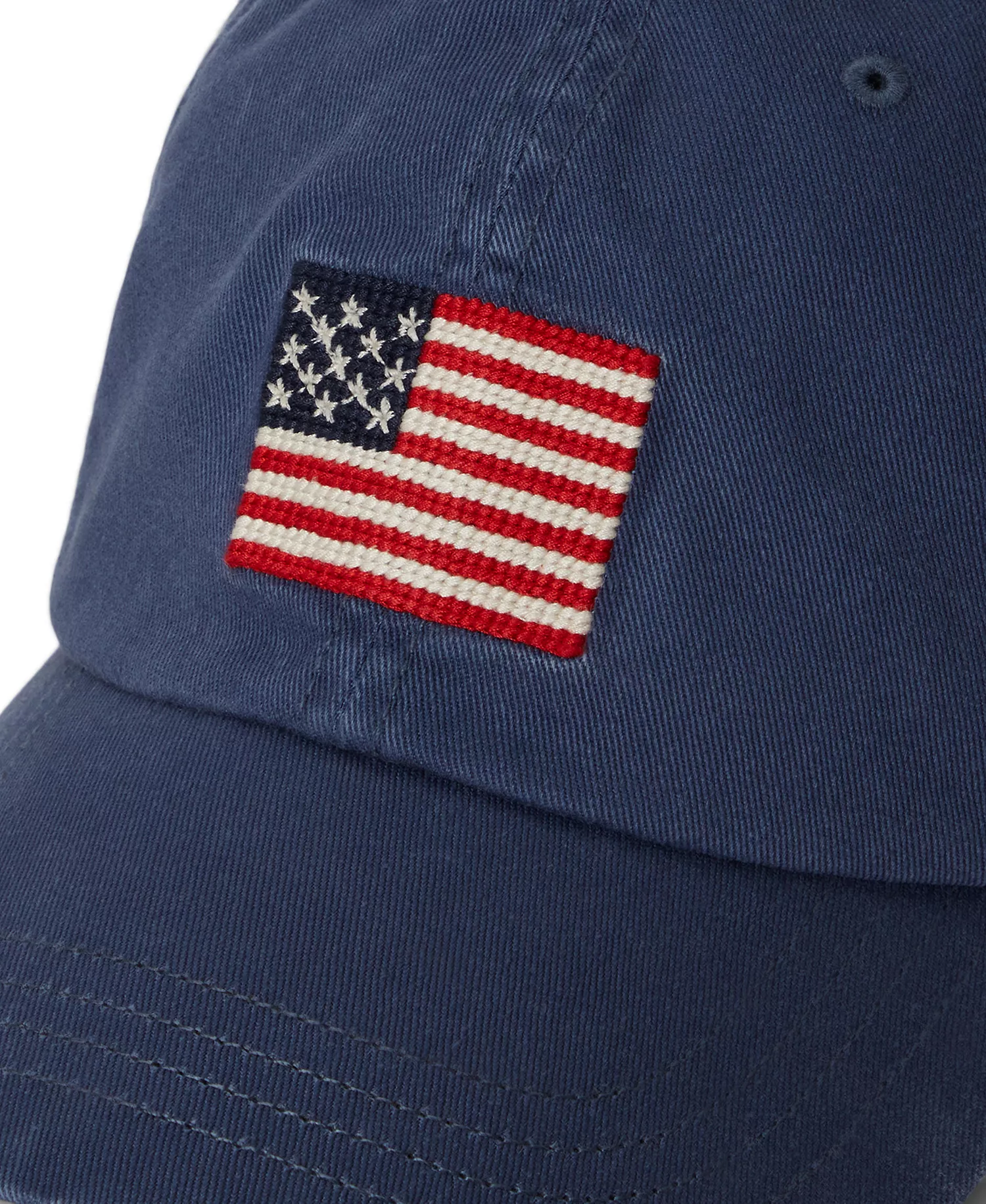 Flag-Embroidered Twill Ball Cap - Light Navy - ONE SIZE