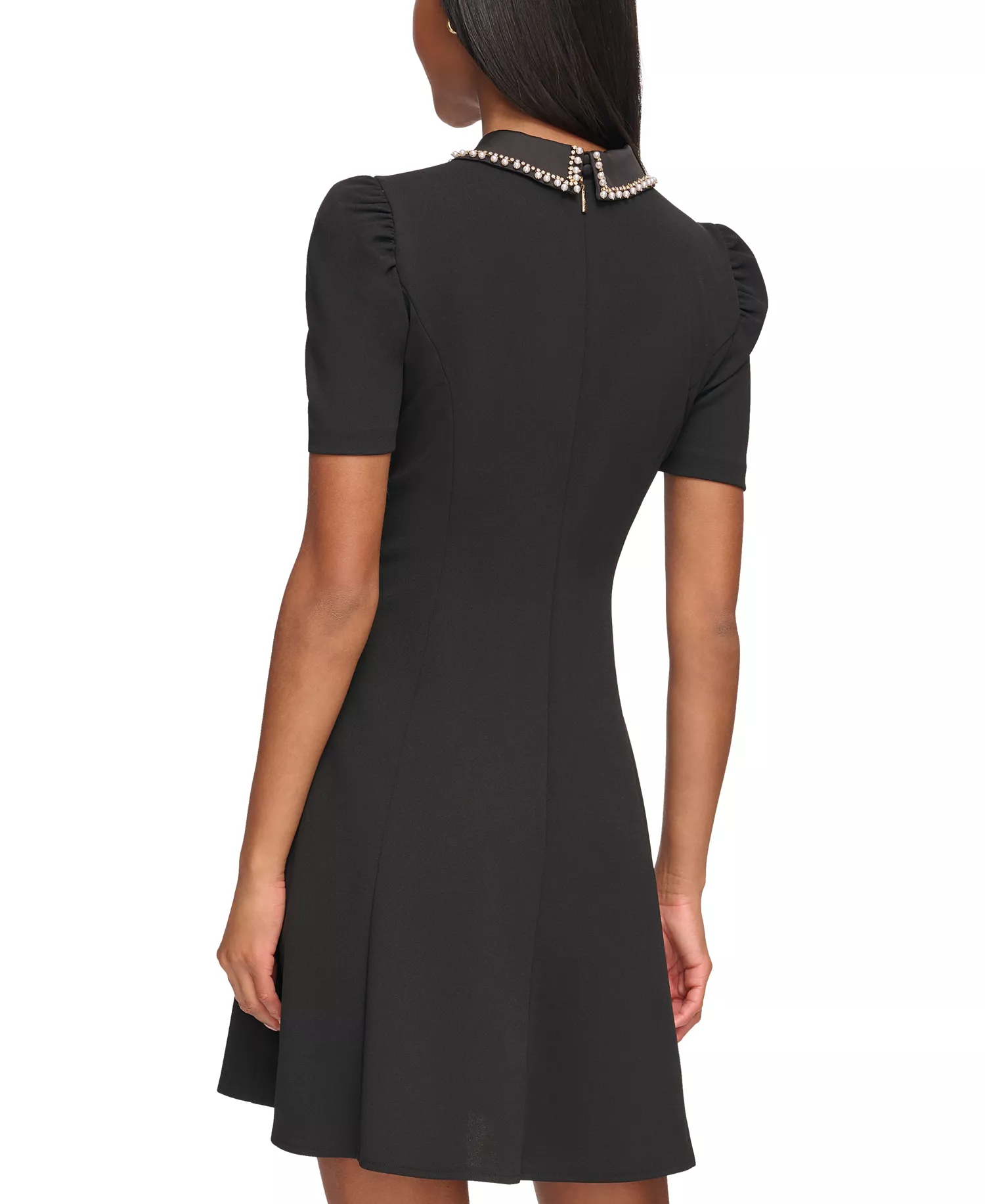 Women's Embellished-Collar Mini Dress - Black - 10