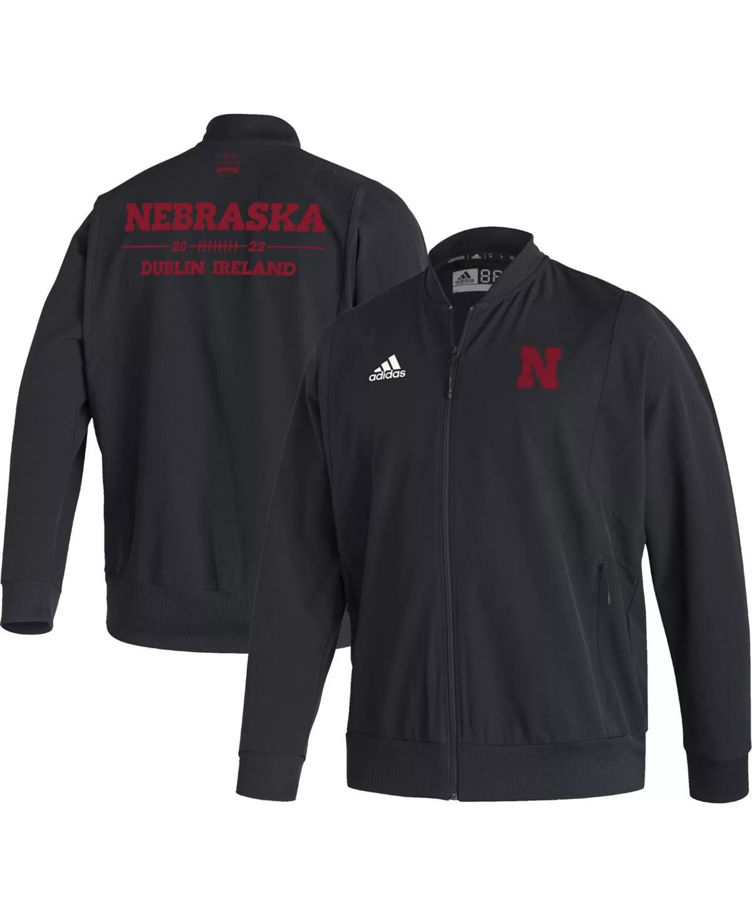 Men's Black Nebraska Huskers Ireland Sideline Woven Full-Zip Bomber Jacket - Black - L
