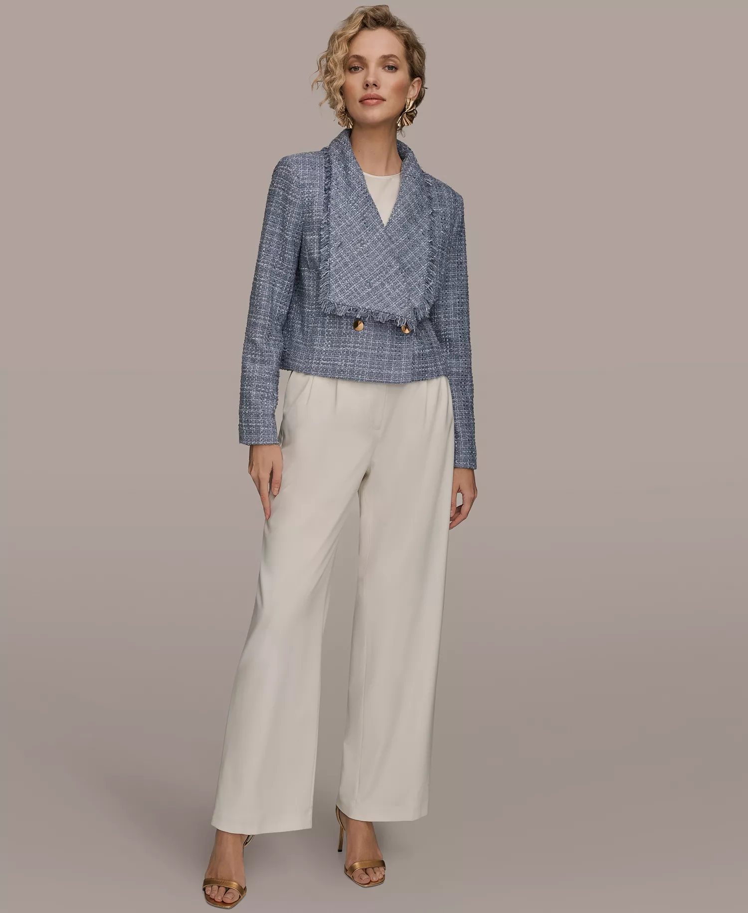 Women's Shawl Collar Fringe Detail Wrap Jacket - Tempest - 10
