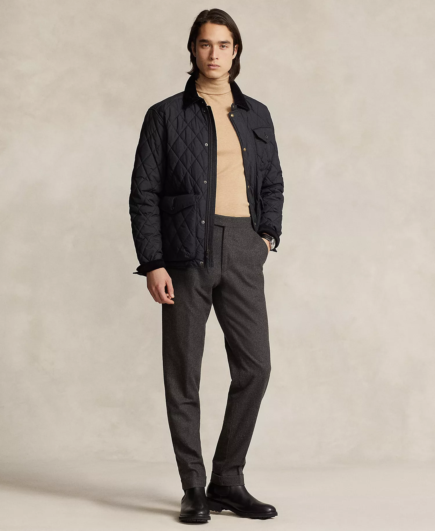 Men's Beaton Quilted Water-Repellent Full-Zip Jacket - Polo Black - 2XL