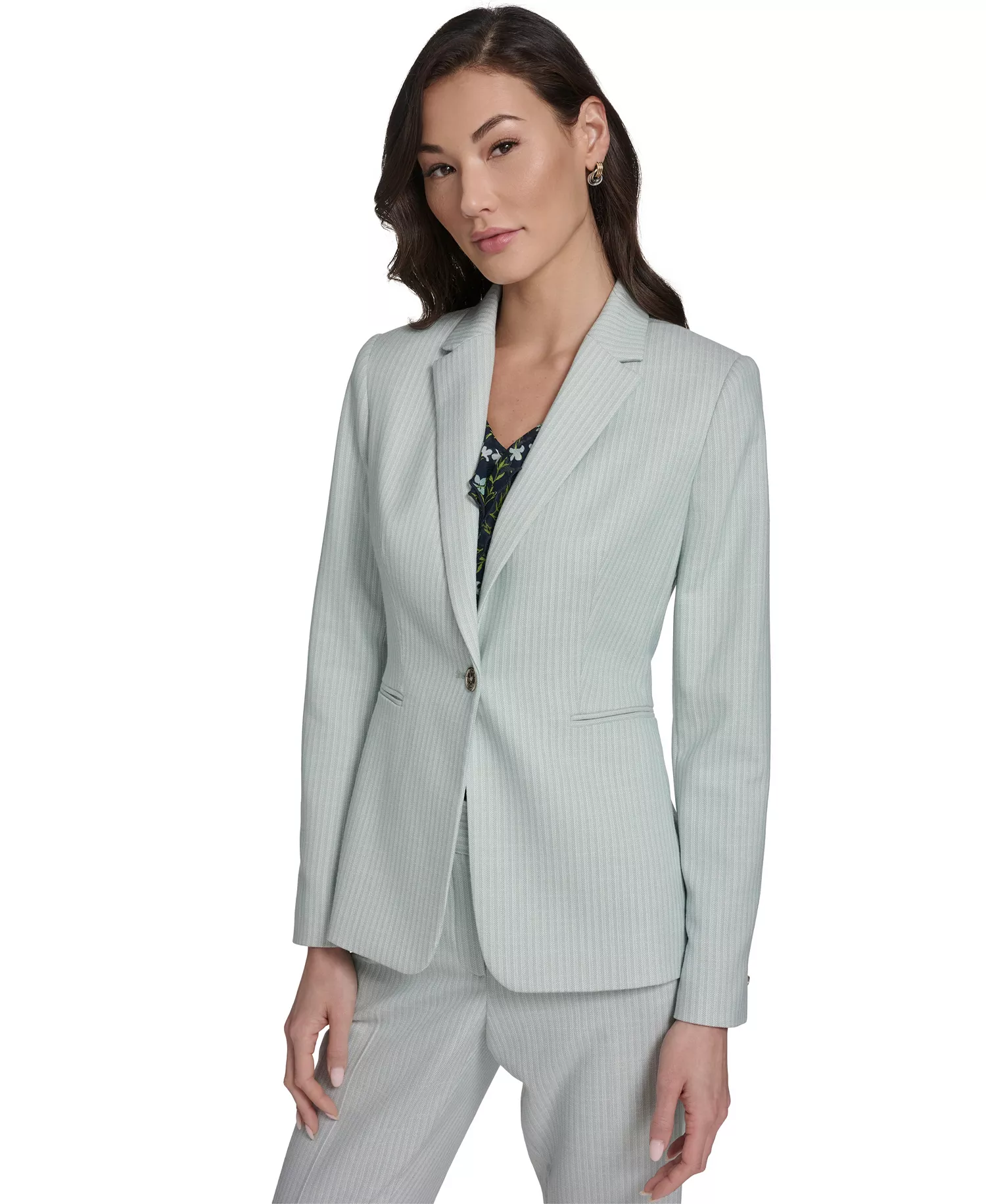 Women's Slim Fit Tonal Stripe Blazer - Harbor Gray Multi - 0