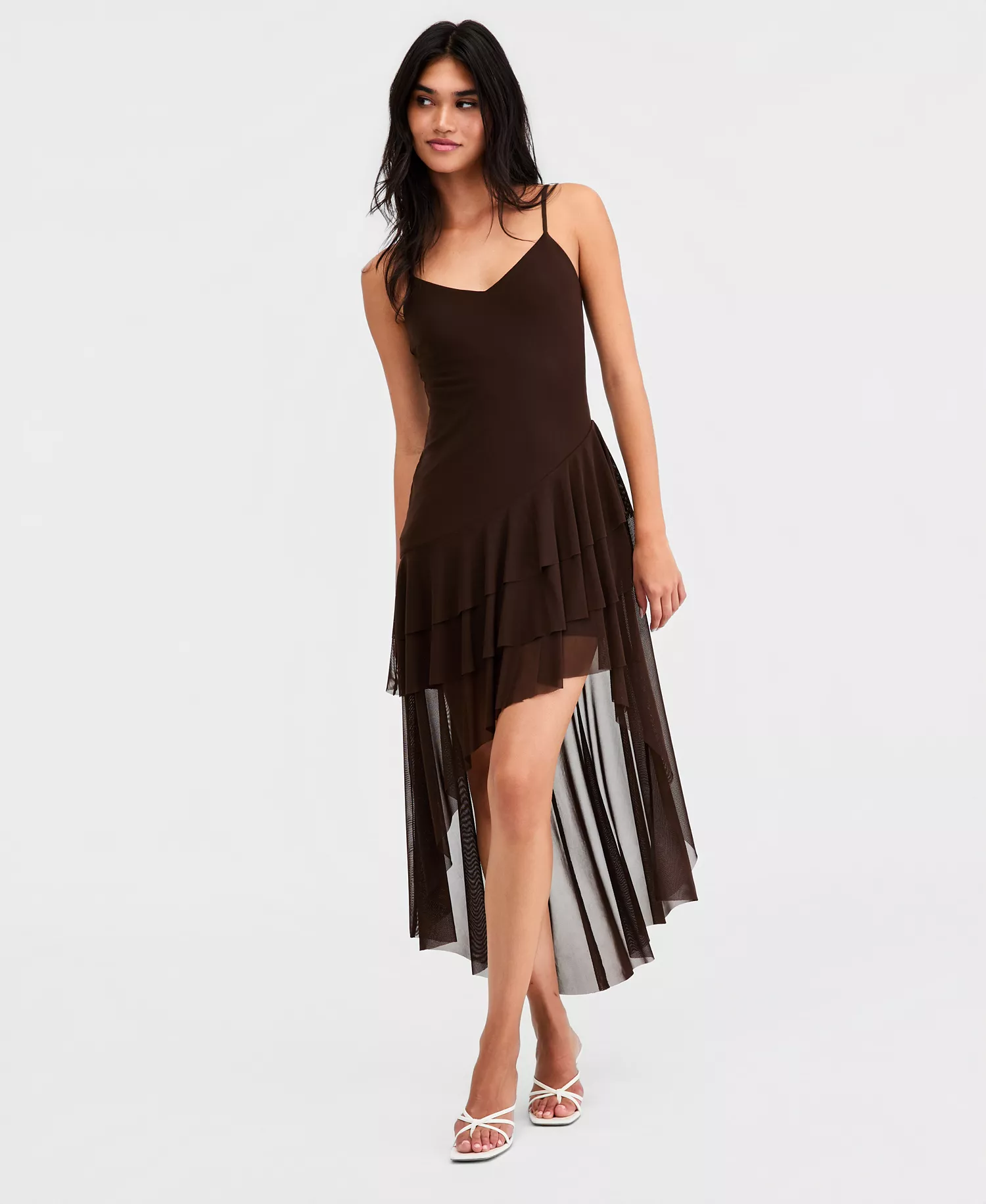 Women's Tiered High-Low Dress, Macy's Exclusive - Bittersweet - L