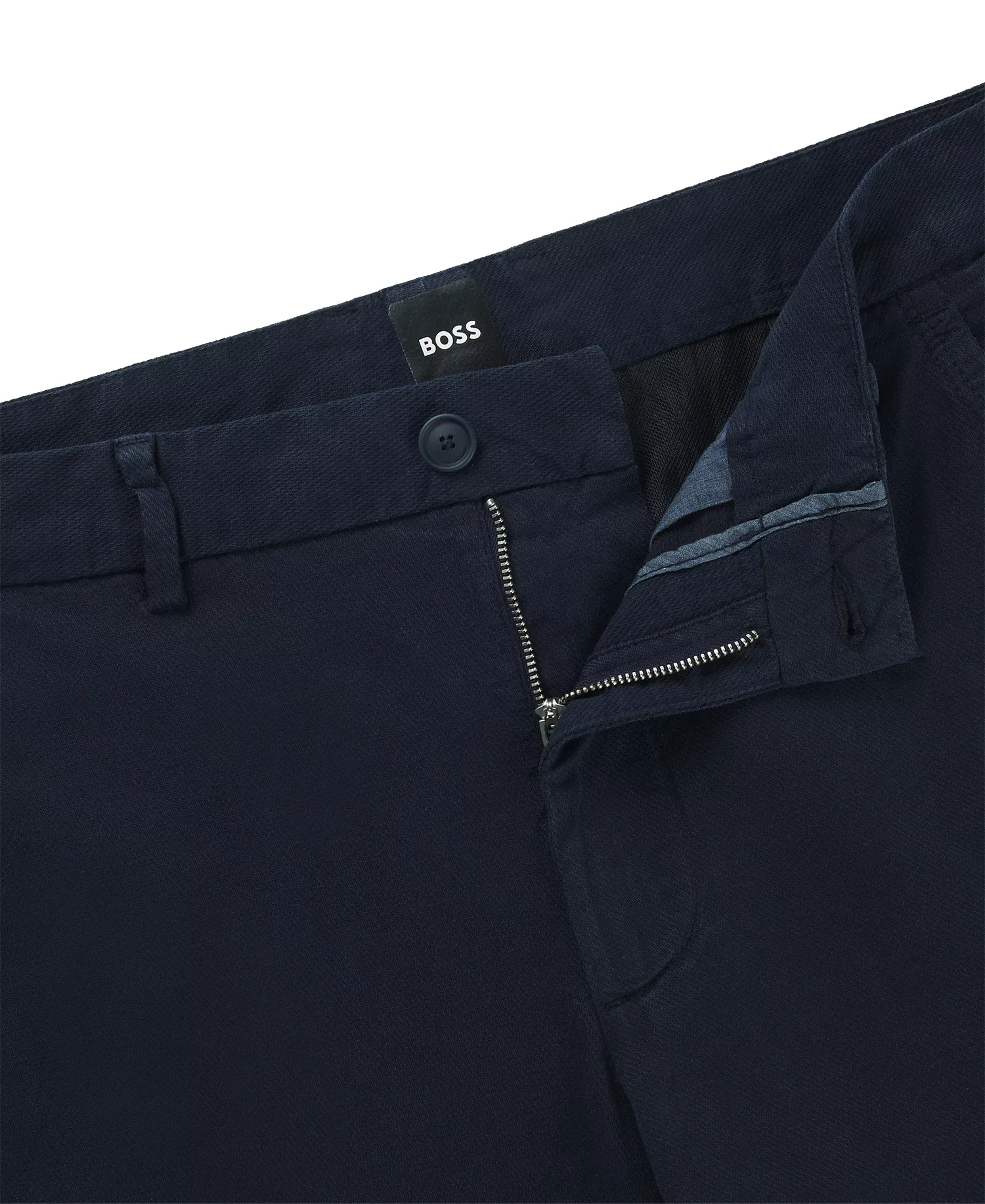Men's Structured Cotton Blend Slim-Fit Trousers - Dark Blue - 34R