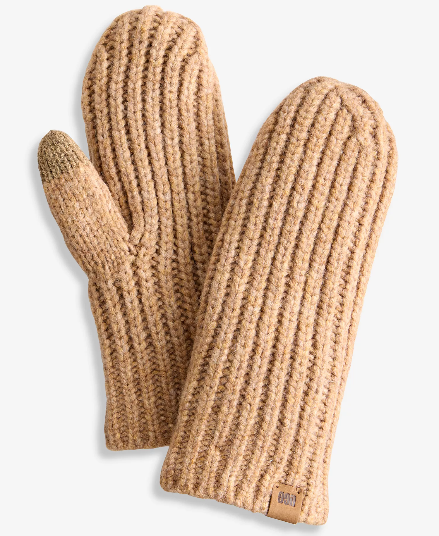 Women's Chunky Rib Cold Weather Mittens - Camel - ONE SIZE