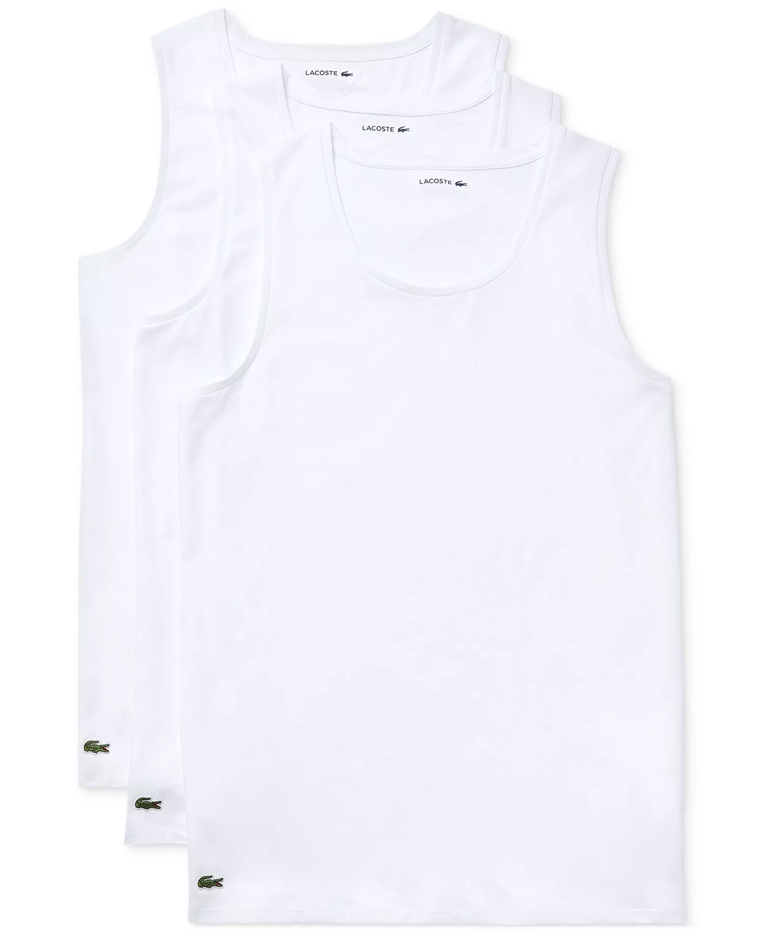 Men's 3-Pack Slim Fit Cotton Tank tops - WHITE - L