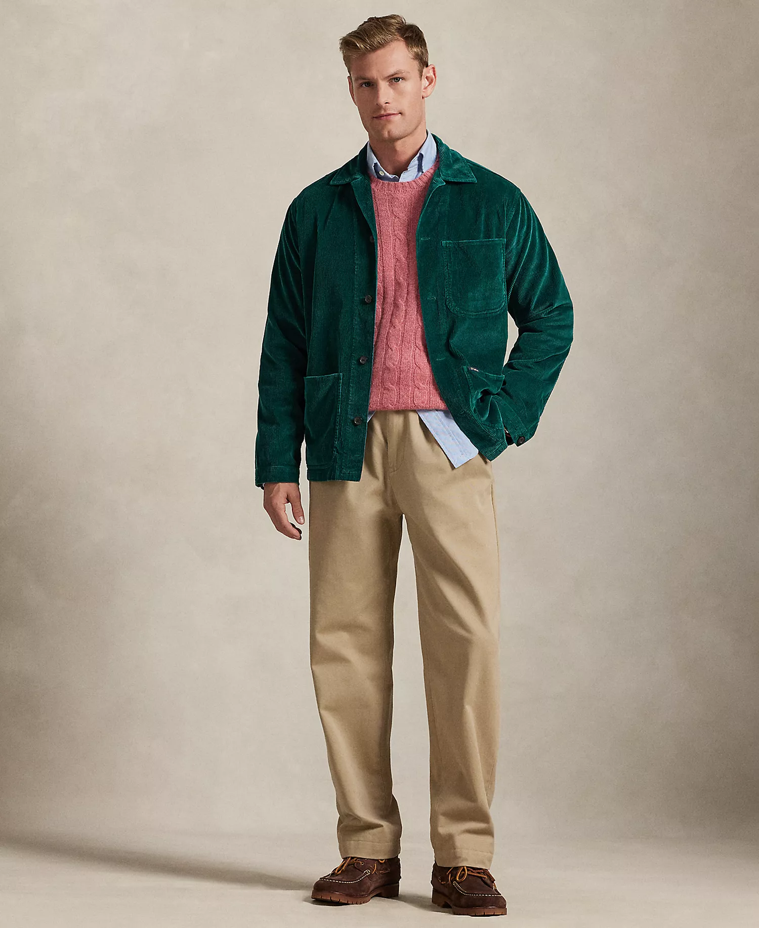 Men's Corduroy Utility Long-Sleeve Overshirt - Frond Green - 2XL