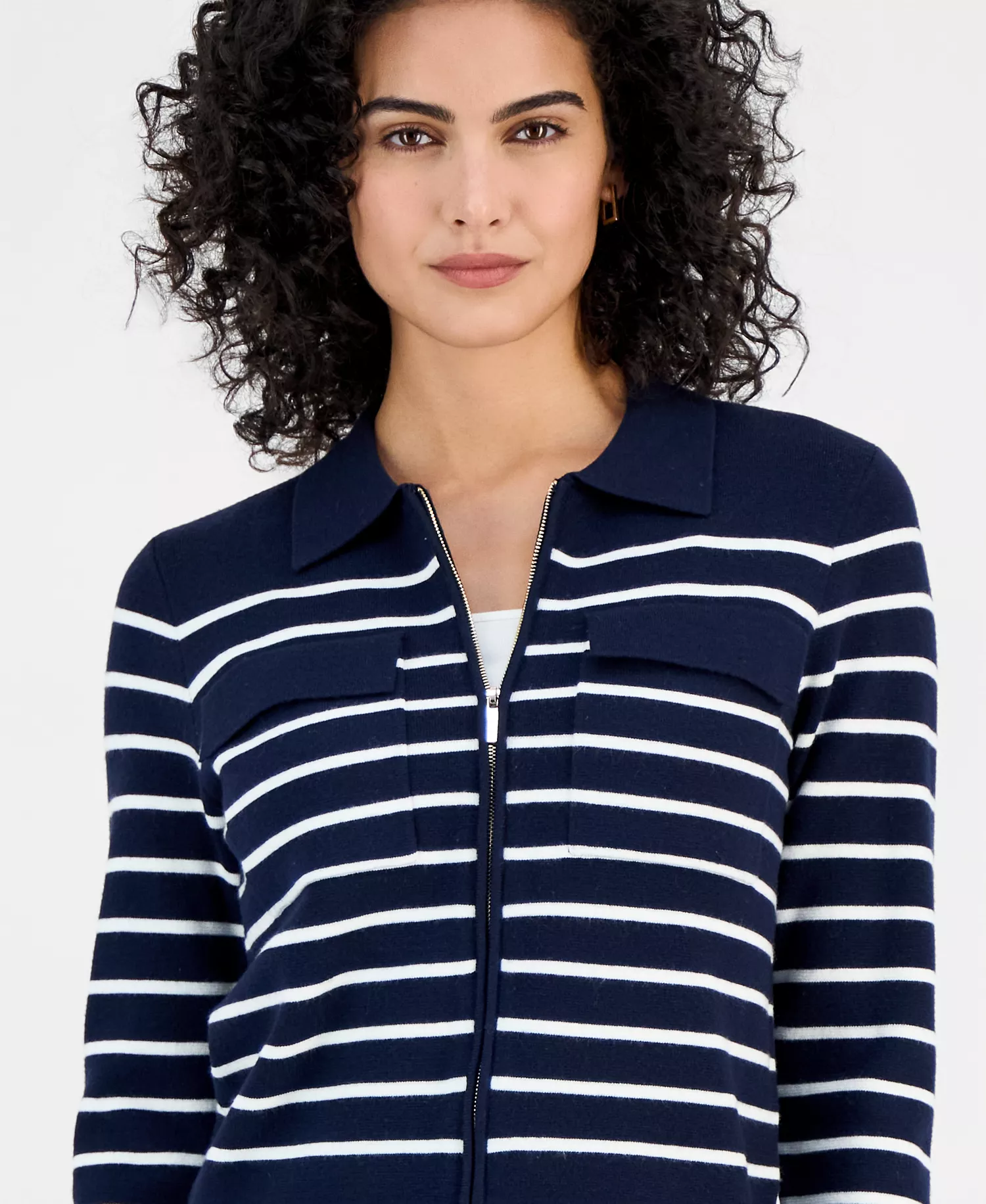 Women's Full-Zip Milano Jacket - Navy / White - L