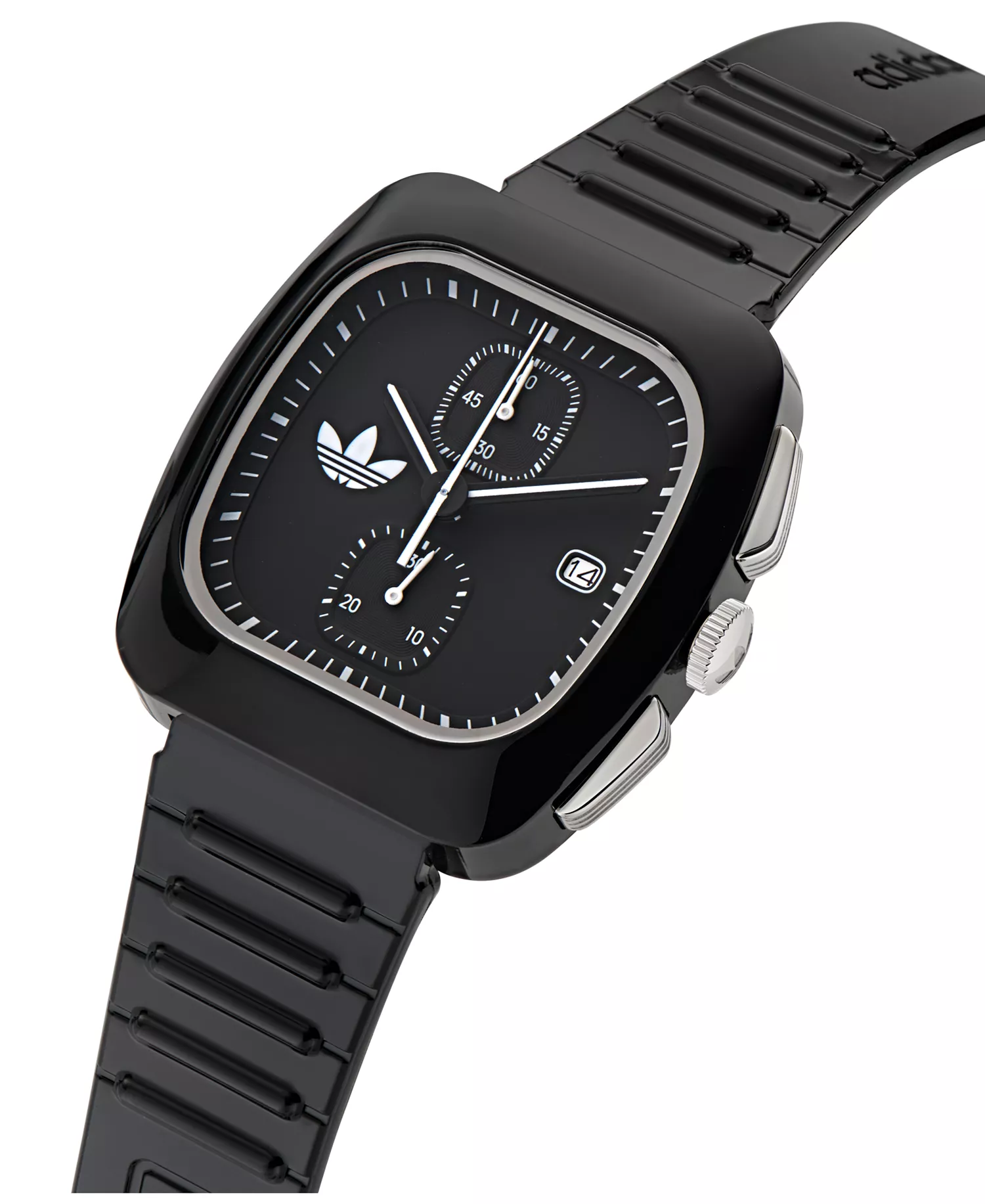 Unisex Chronograph Black Polyurethane Watch, 39mm - Black - No Size