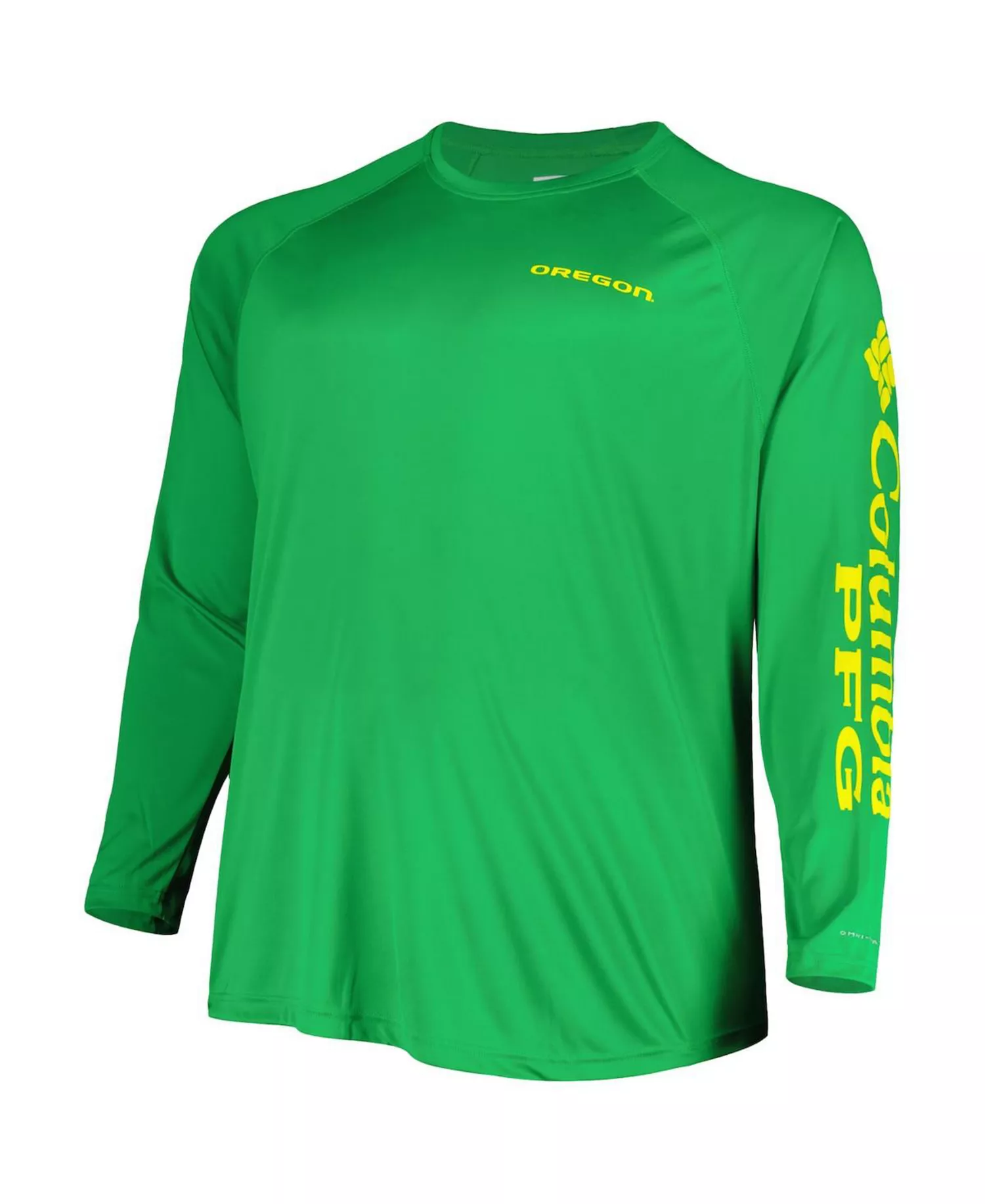 Men's Green Oregon Ducks Big and Tall Terminal Tackle Team Raglan Omni-Shade Long Sleeve T-shirt - Green - 3XB