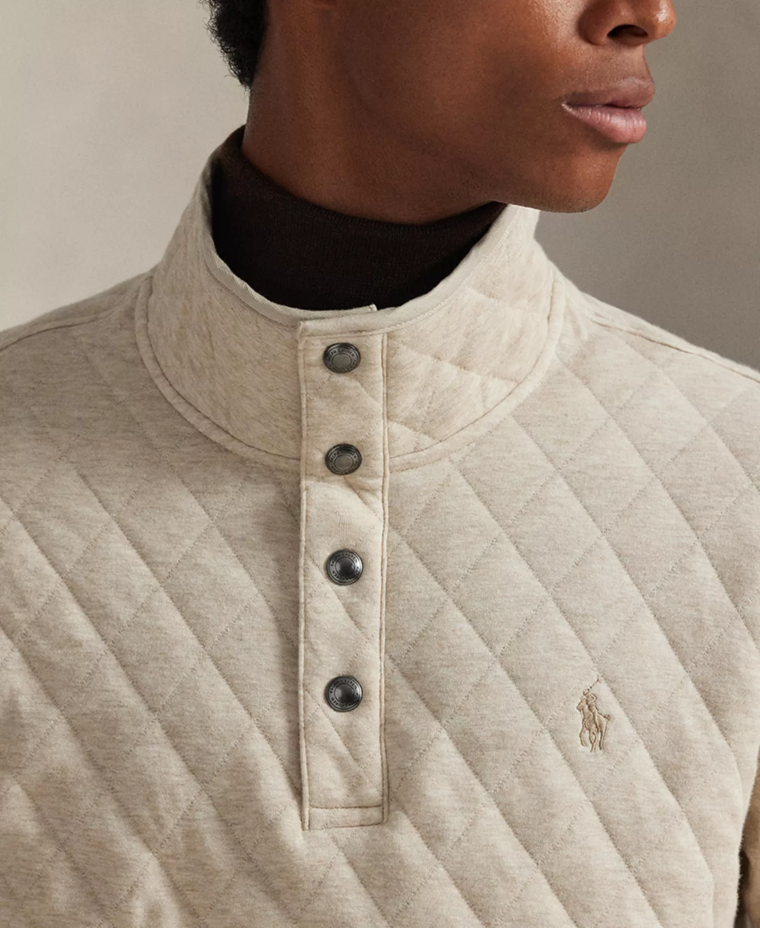 Men's Quilted Double-Knit Jersey Pull-On Sweater - Expedition Dune Heather - L