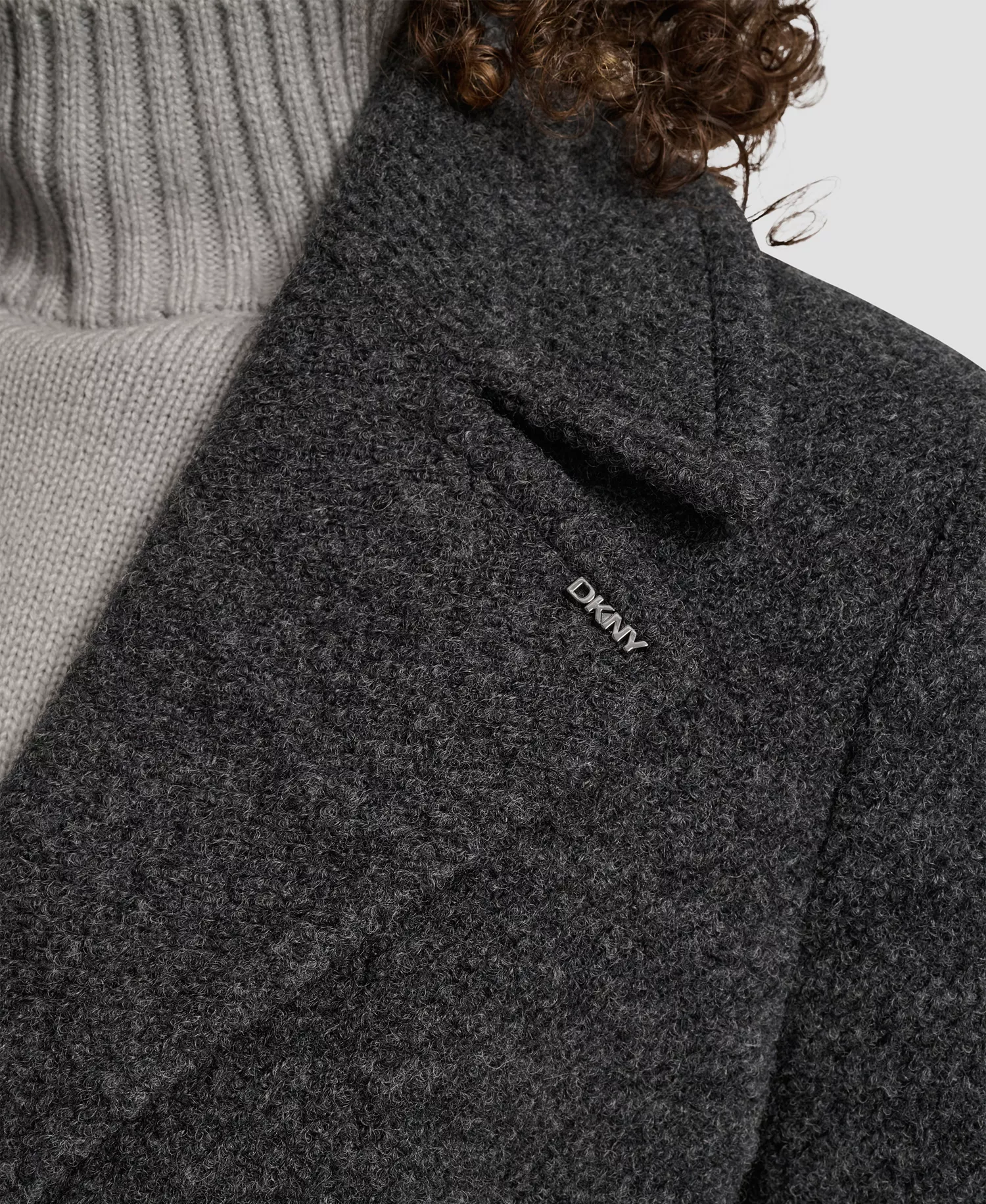 Women's Maxi Boucle Notch Collar Coat - Charcoal - S