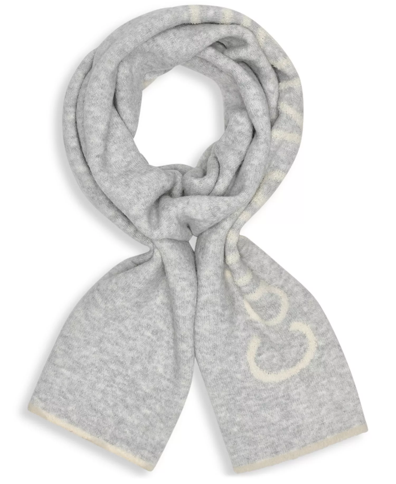 Plush-Lined Scarf - Cream/Gray - OS