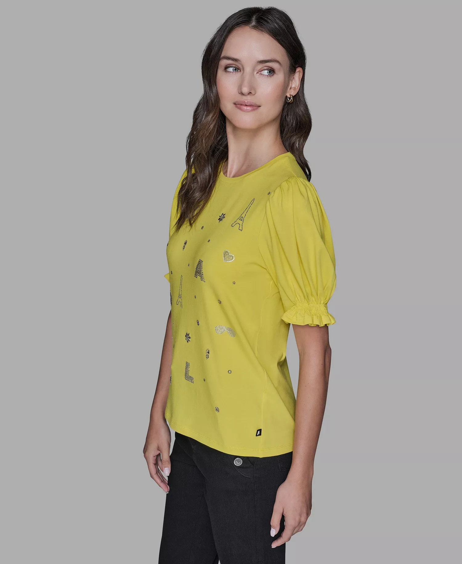 Women's Puff Sleeves T-Shirt - Lime - L