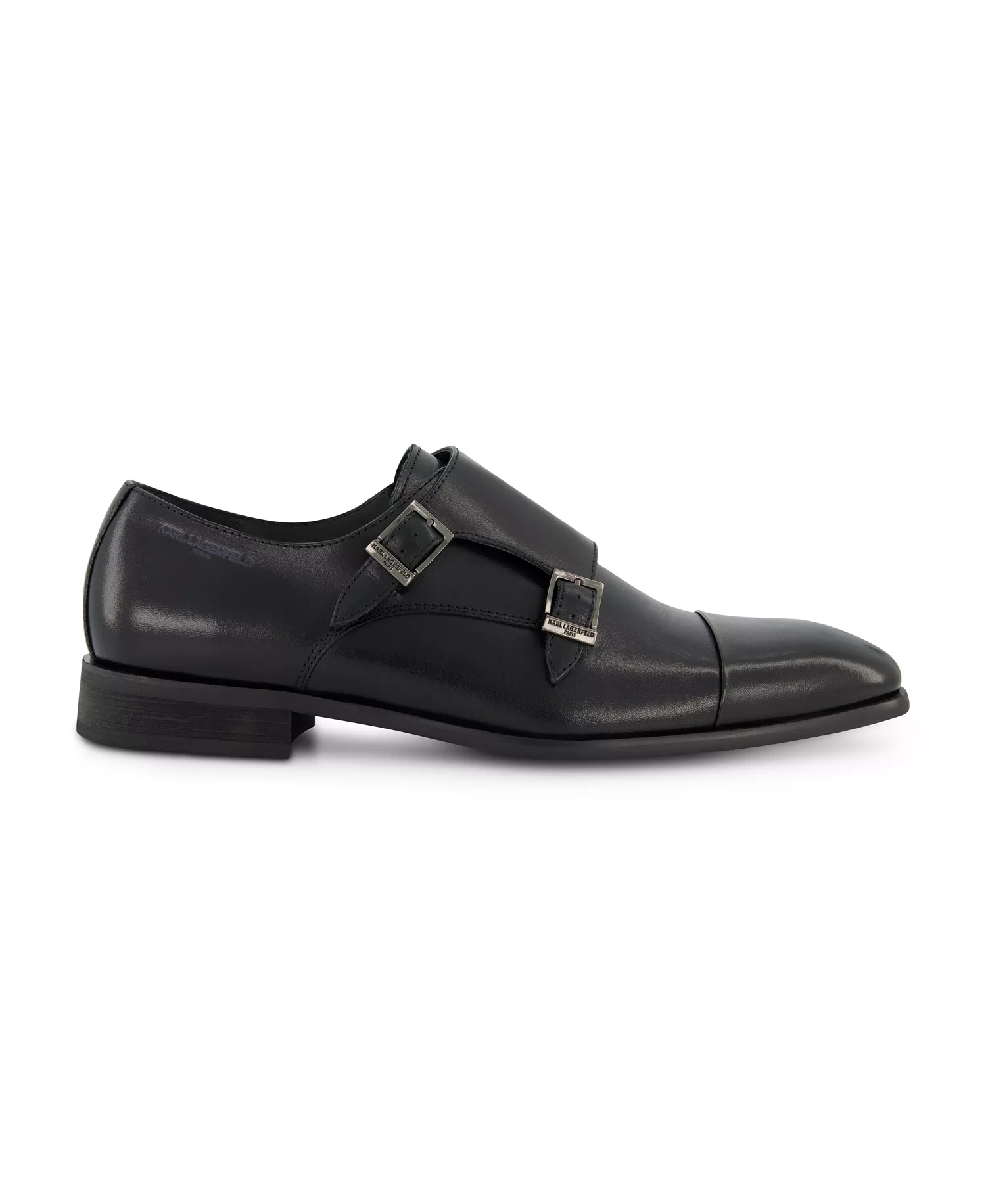 Men's Double Monk Cap Toe Dress Shoe - Black - 7