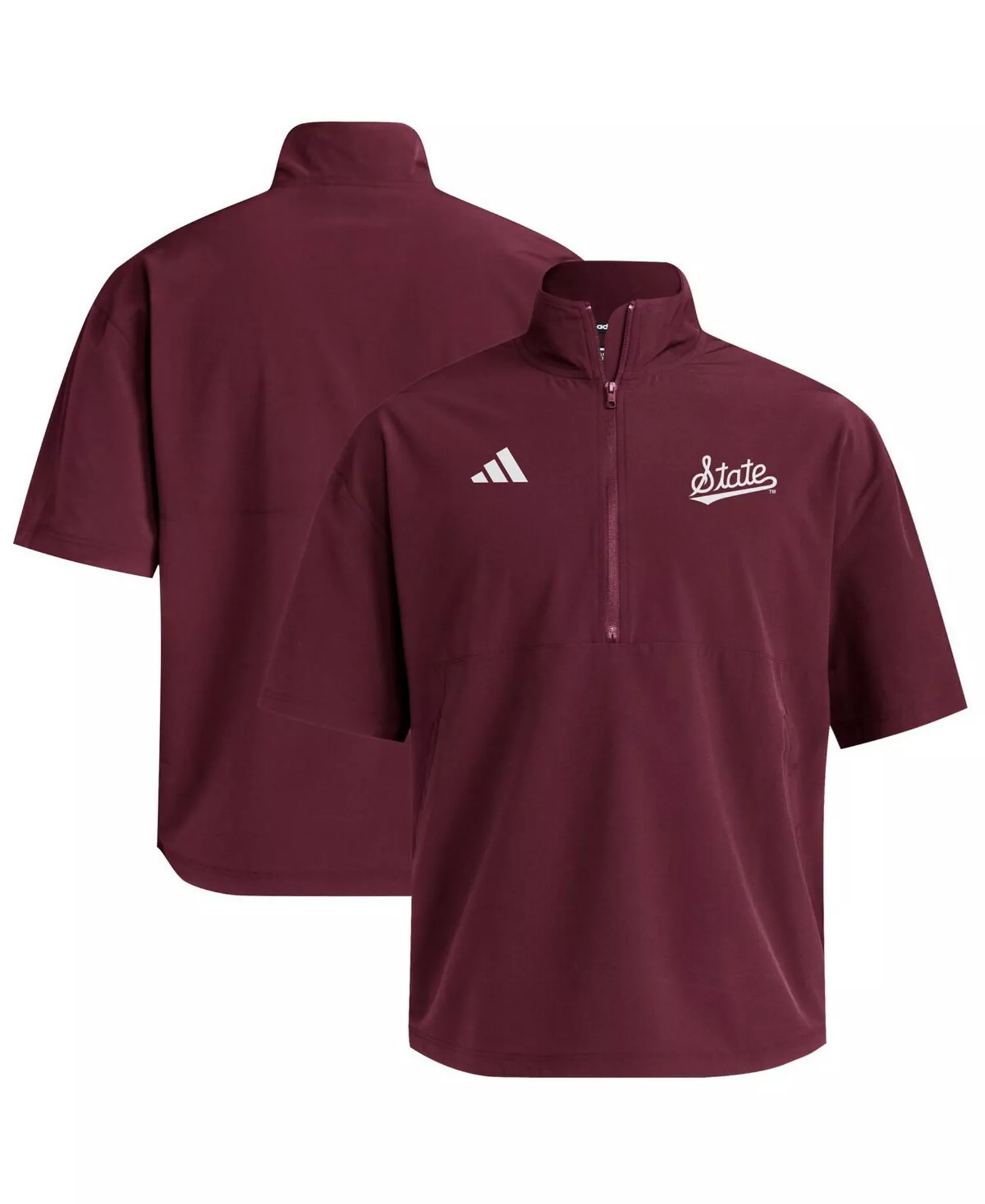 Men's Maroon Mississippi State Bulldogs Woven Quarter-Zip Short Sleeve Pullover Sweatshirt - Maroon - L