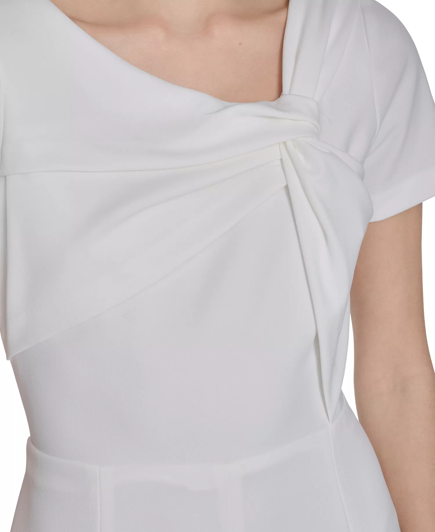 Women's Twist Neck Midi Dress - Cream - 10