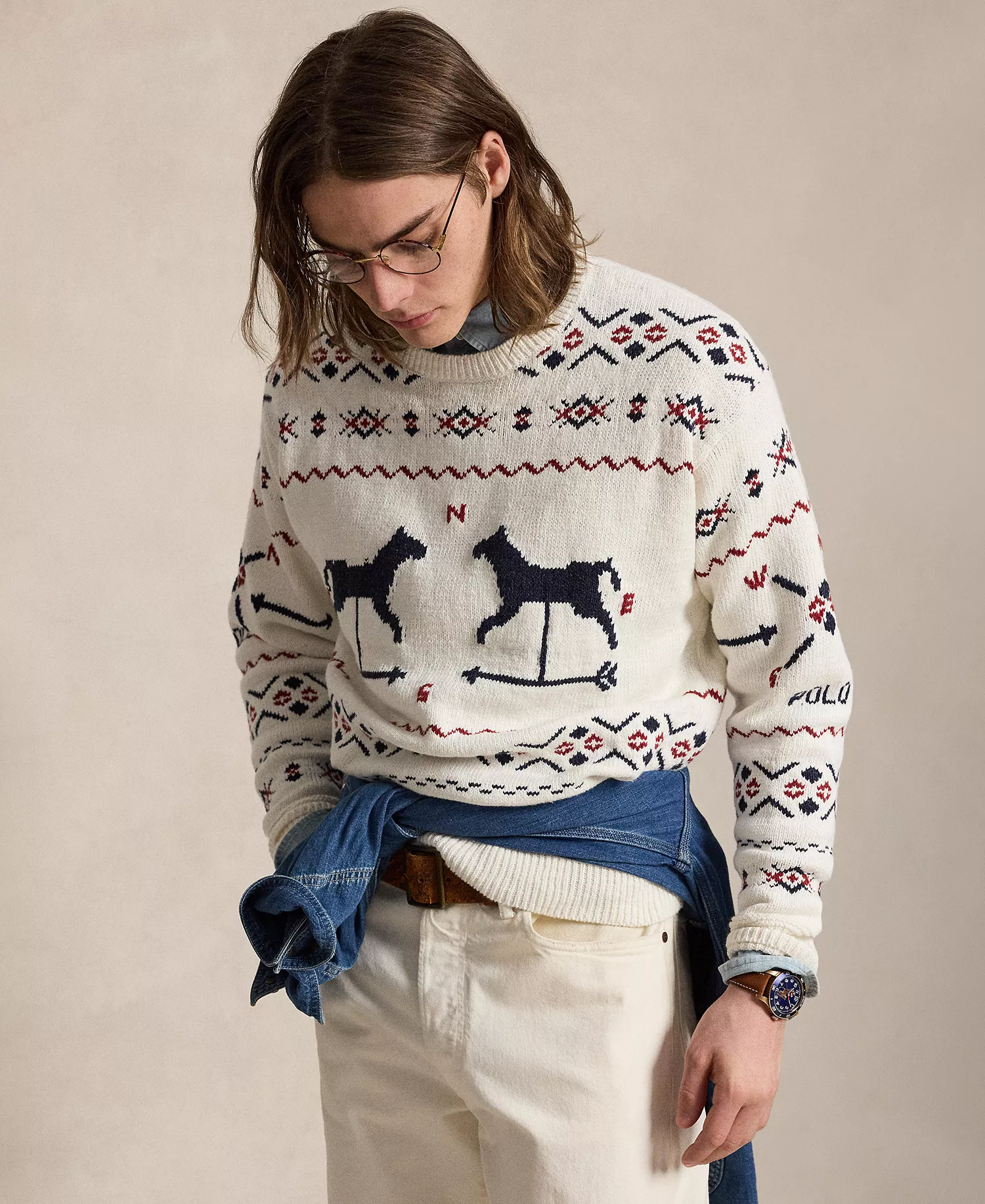 Men's Weathervane Crewneck Sweater - Cream Combo - 2XL