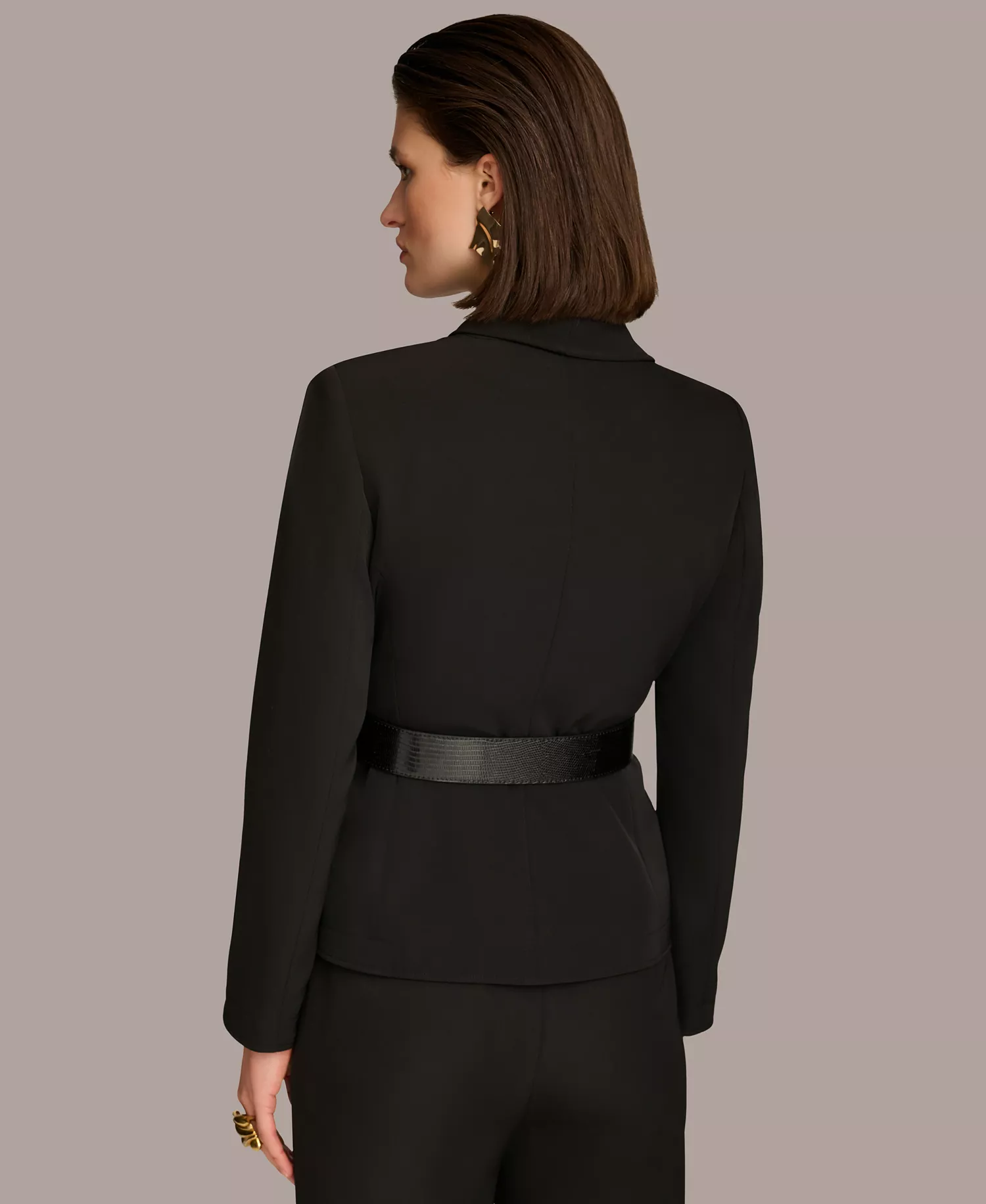 Donna Karan Women's Shawl-Collar Belted Blazer - Black - 0
