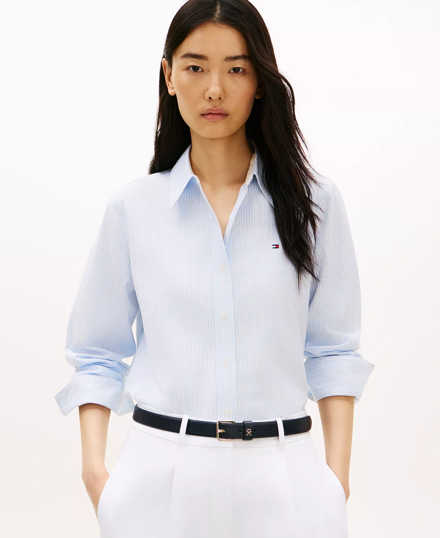 Women's Long-Sleeve Oxford Shirt - Blue - L