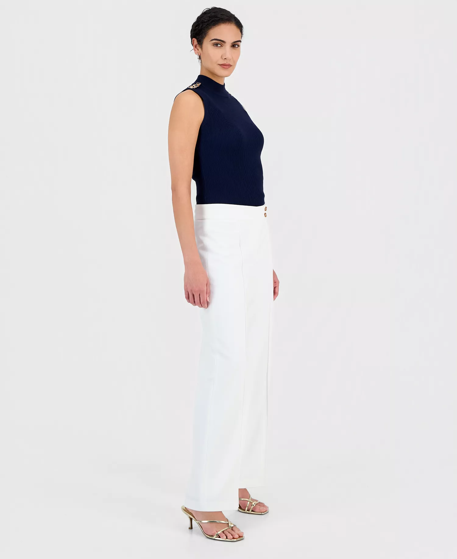 Women's Extended-Tab Wide-Leg Ankle Pants - White Star - 16