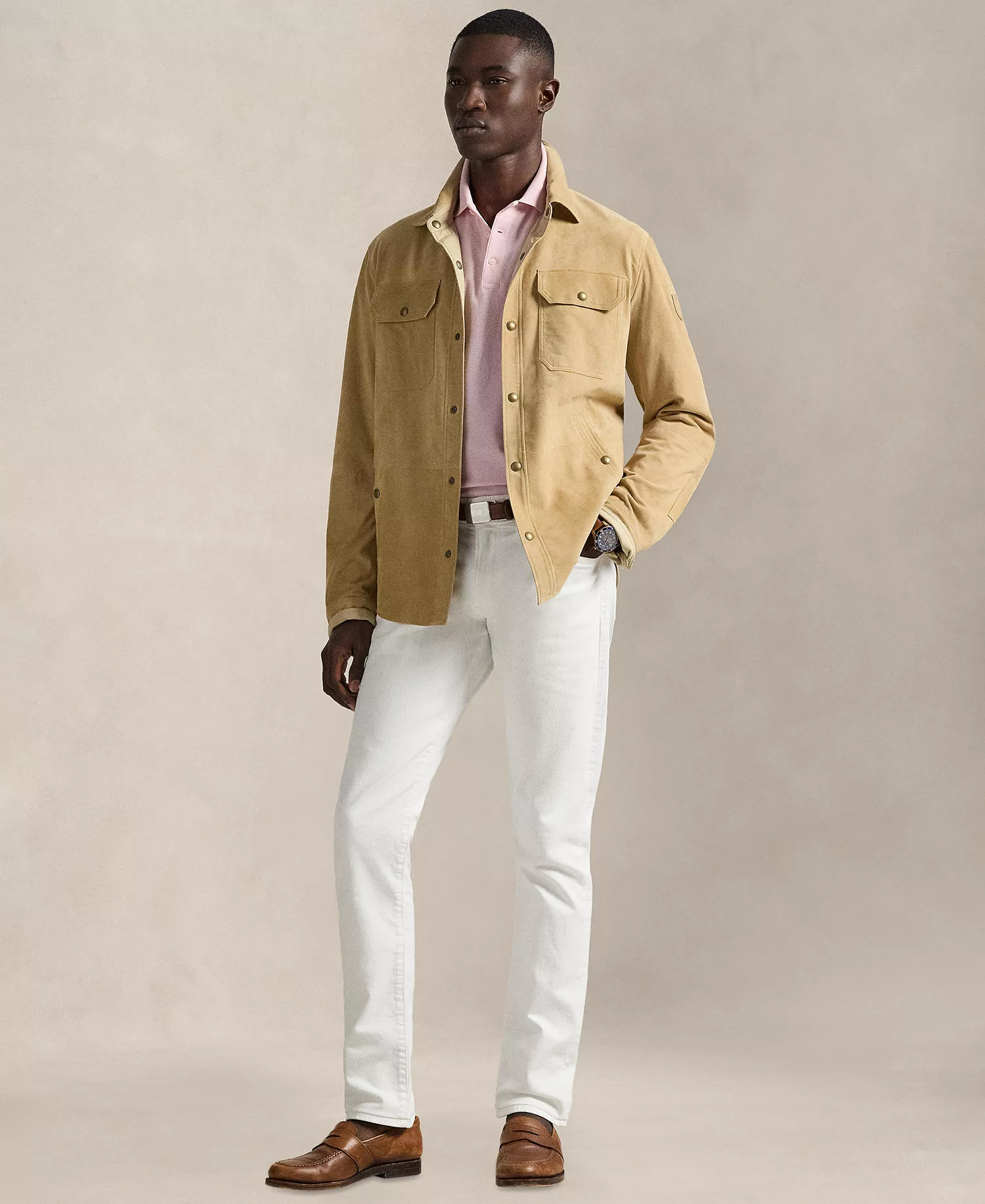 Men's Slim-Fit Honeycomb Mesh Polo Shirt - Bath Pink - 2XL