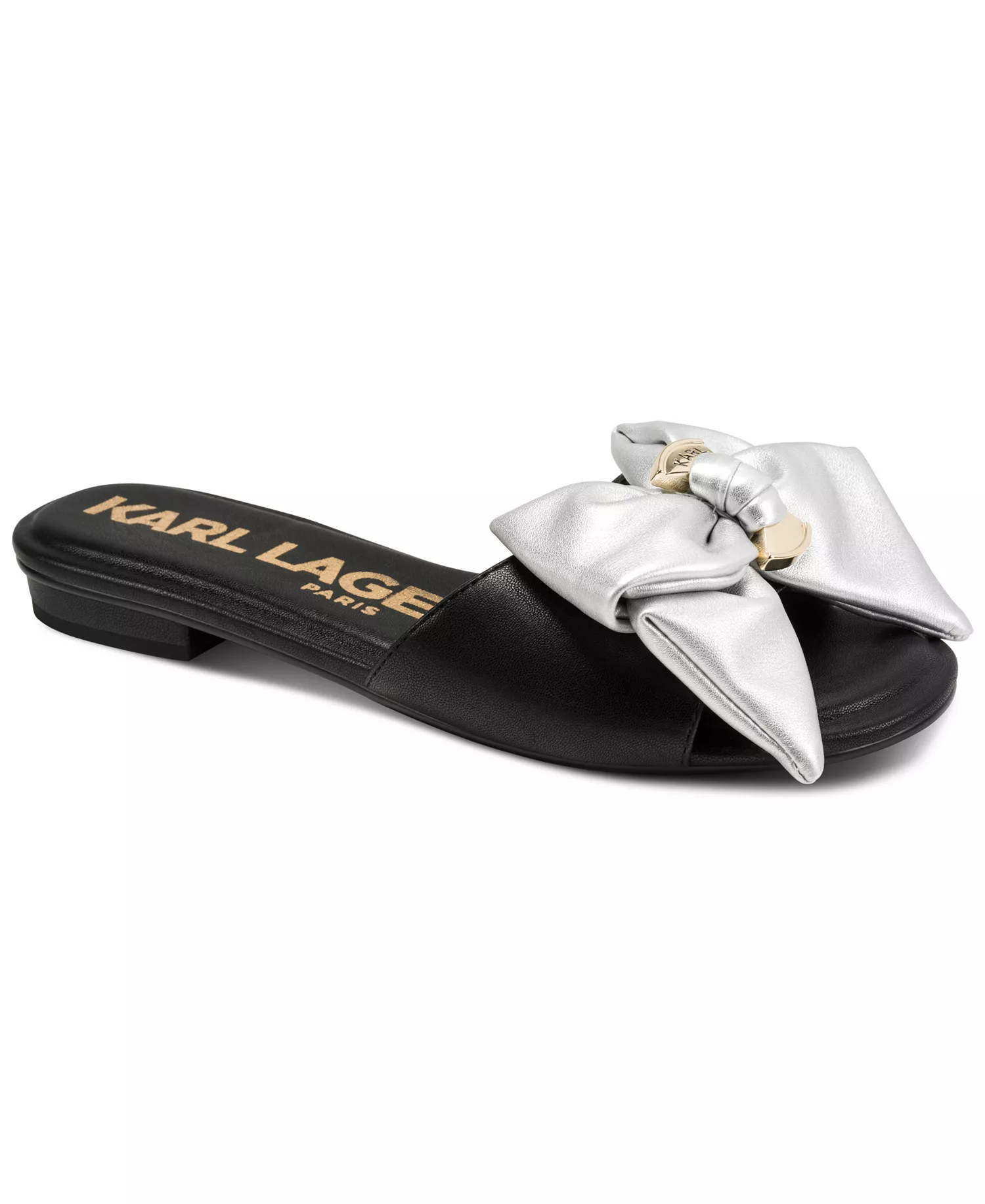 Women's Ciaran Bow Flat Sandals - Black/Silver - 10