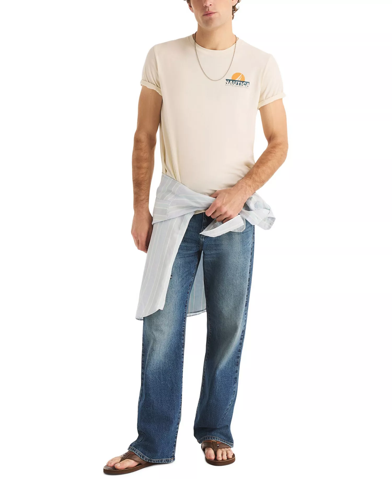 Men's Short-Sleeve Sailing T-Shirt - Natural - L