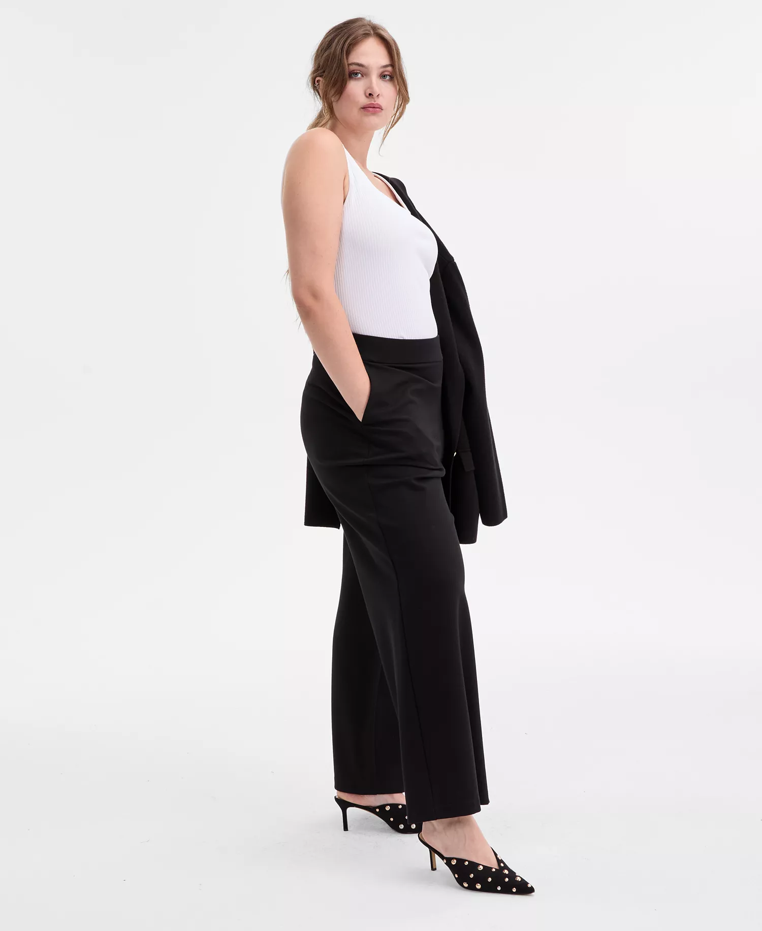 Plus Size High-Rise Pull-On Pants, Macy's Exclusive  - Deep Black - 0X
