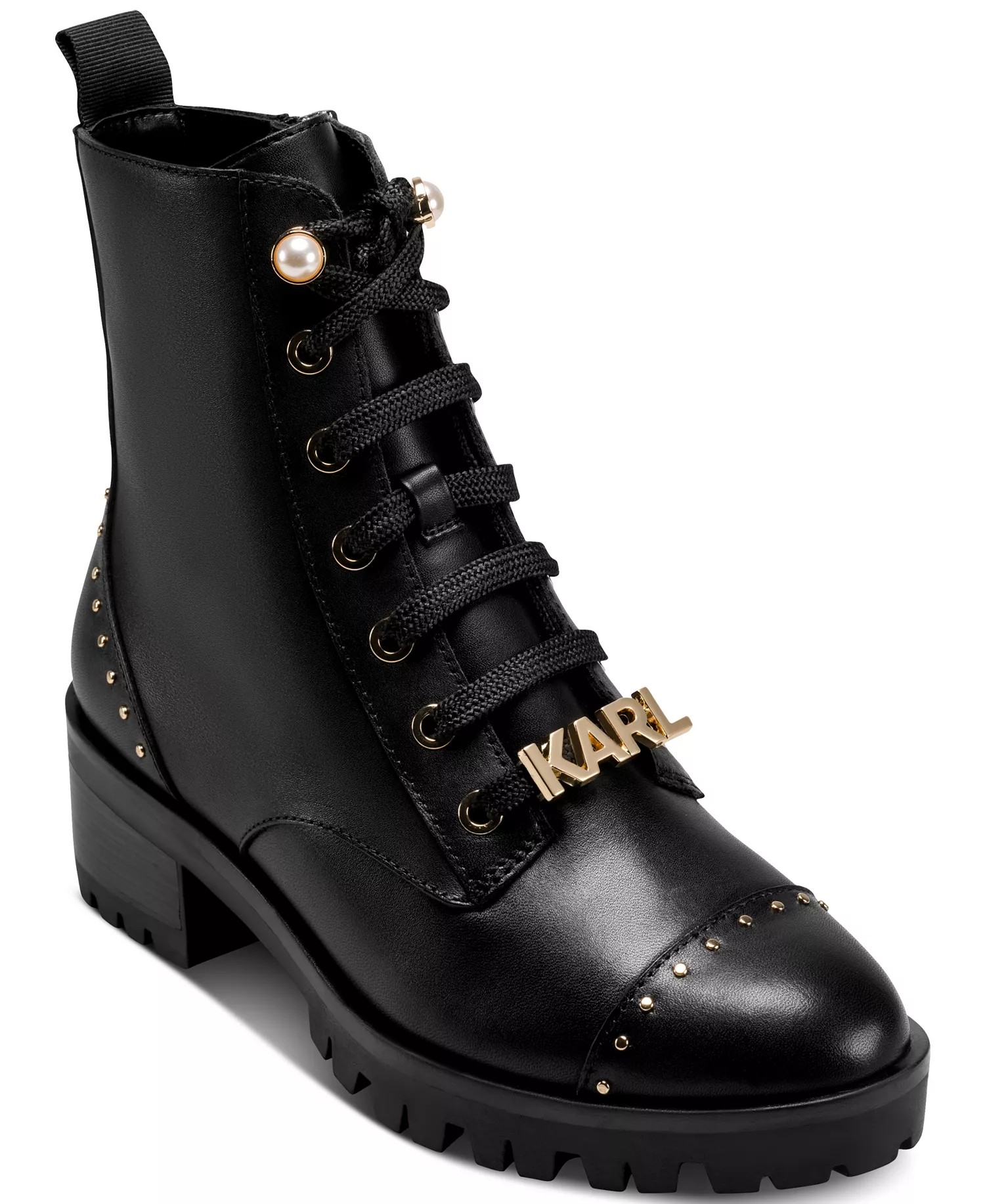 Prue Lace-Up Combat Booties - Black - 5M
