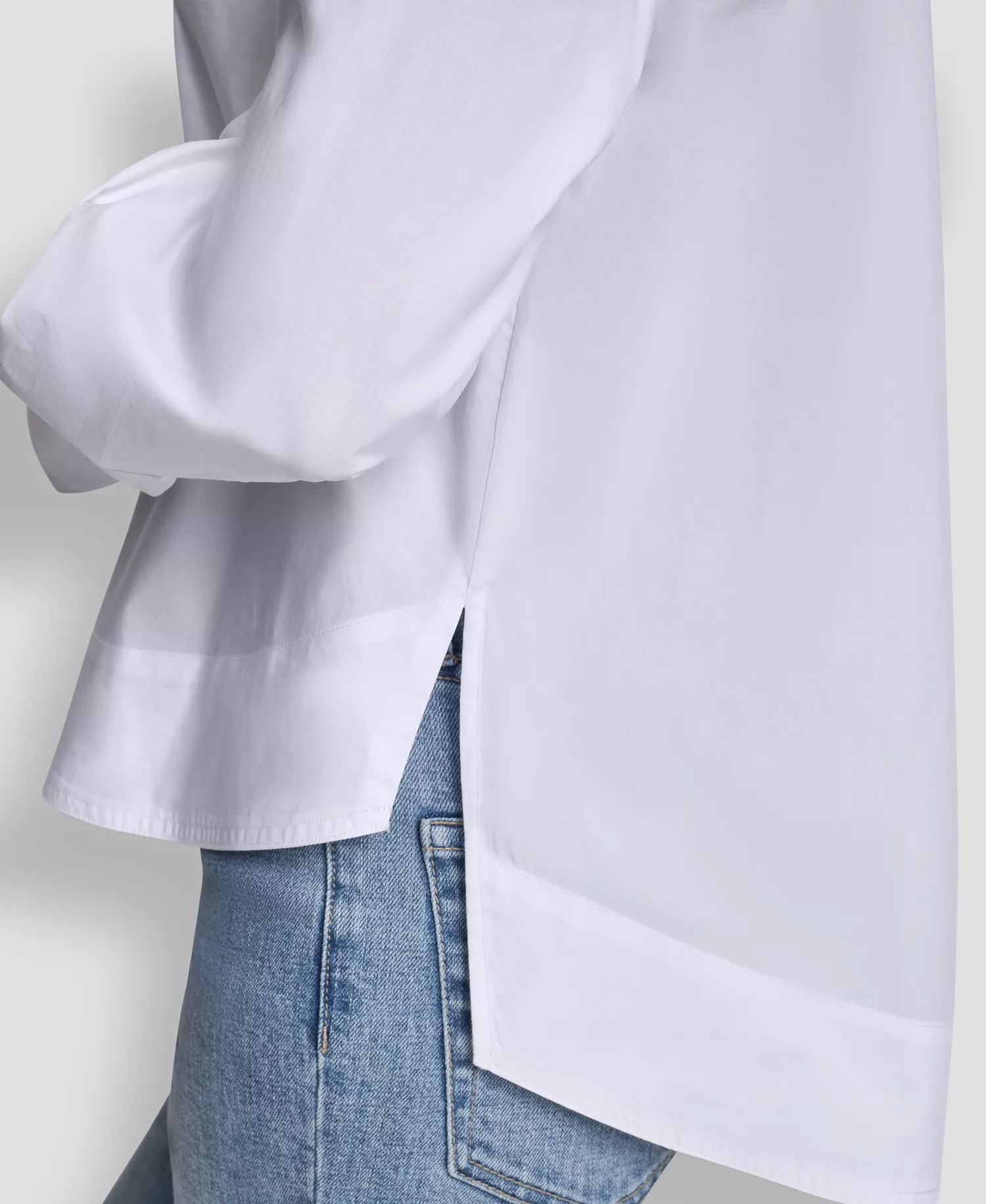 Women's Long-Sleeve Button Front Poplin Shirt - White - L