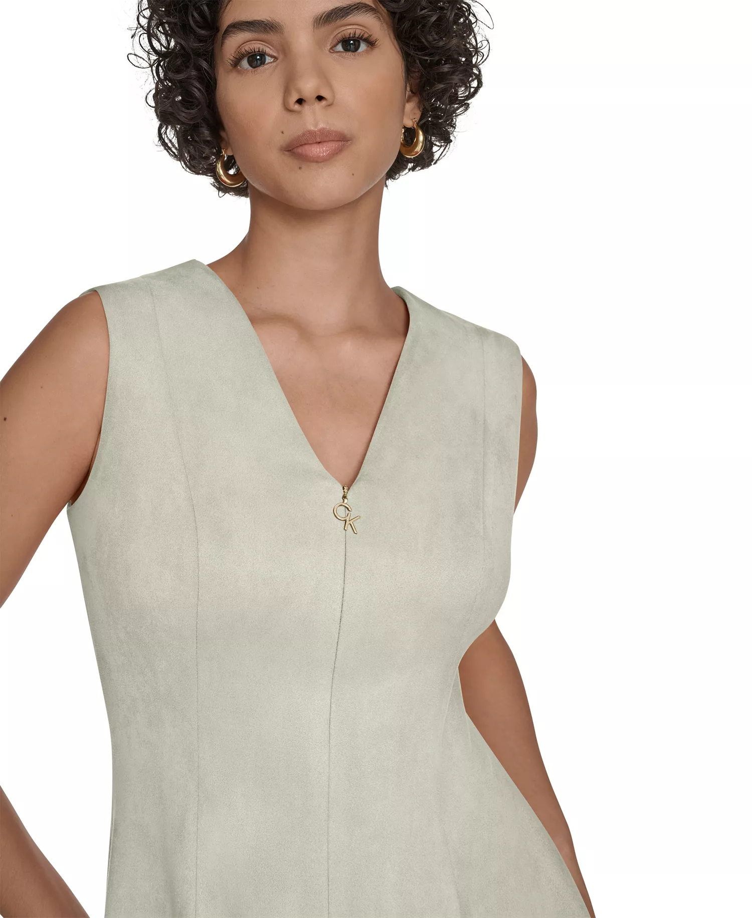 Women's Sleeveless Fit and Flare Short Dress - Pearl - 2