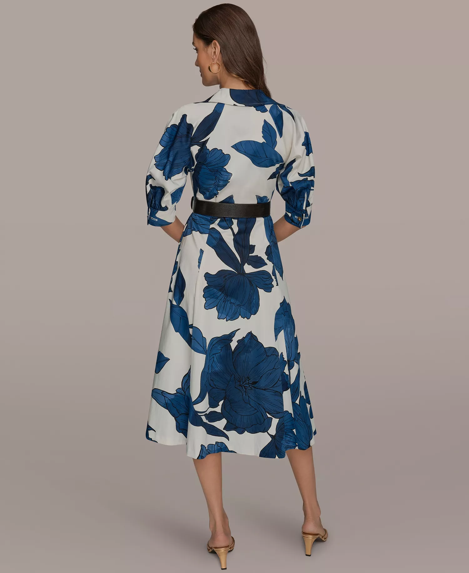 Women's Floral Belted A-Line Shirt Dress - Cream/Nightfall Multi - 0P