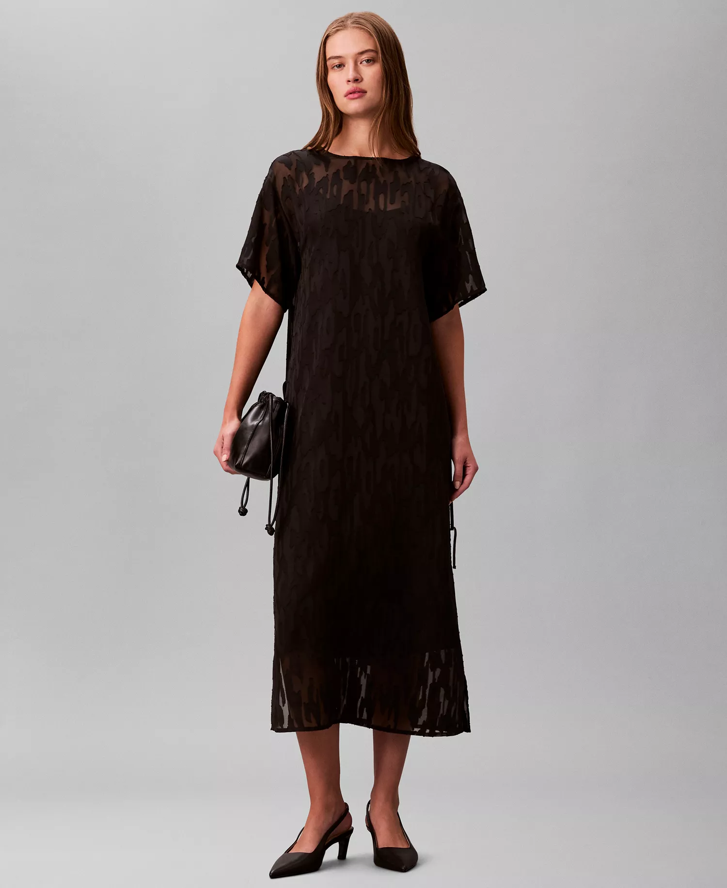 Women's Short Sleeve Midi Dress - Black - 10